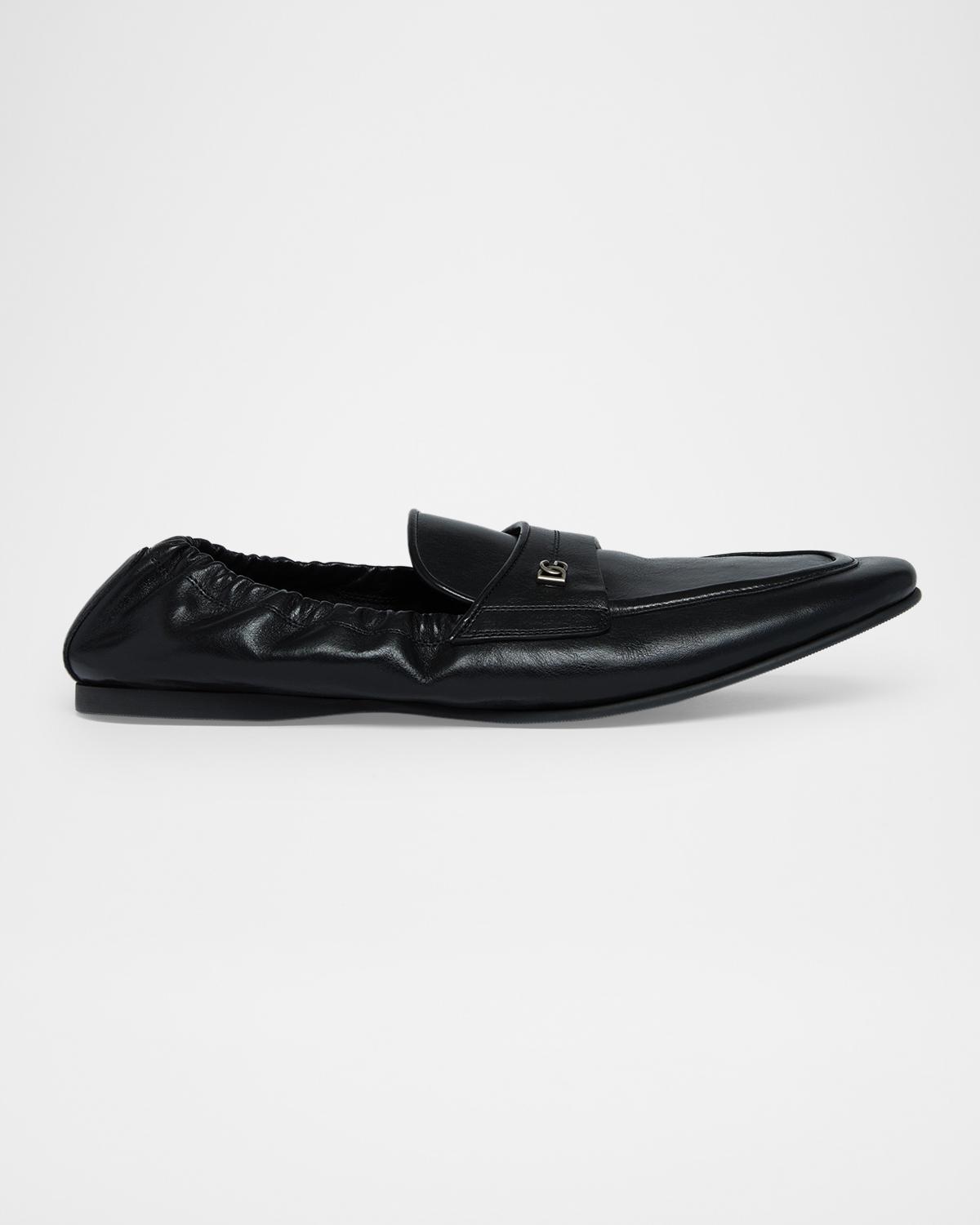 Men & apos;s Leather DG-Logo Elastic Penny Loafers