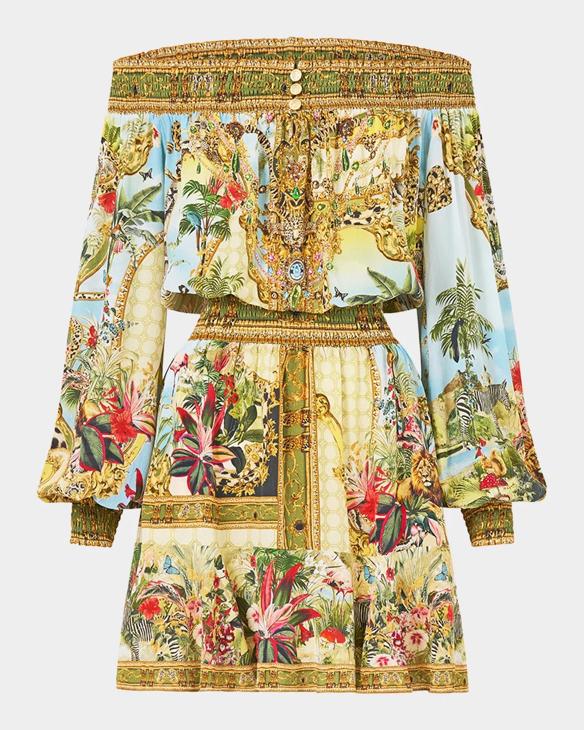 Camilla Wanderlust Empire Print Silk Mini Dress