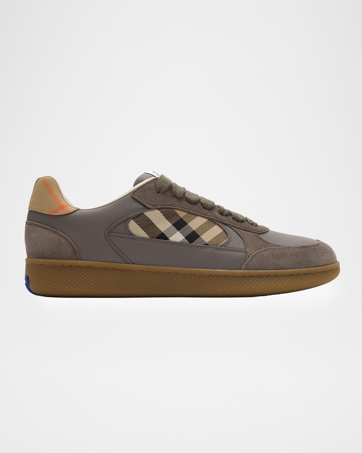 Burberry Men's Leather, Suede and Check Terrace Sneakers​