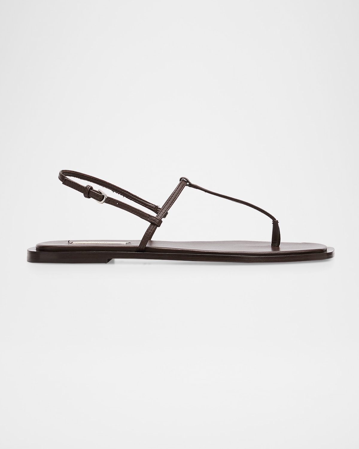Totême T-strap Nappa Leather Flat Thong Sandals In Brown