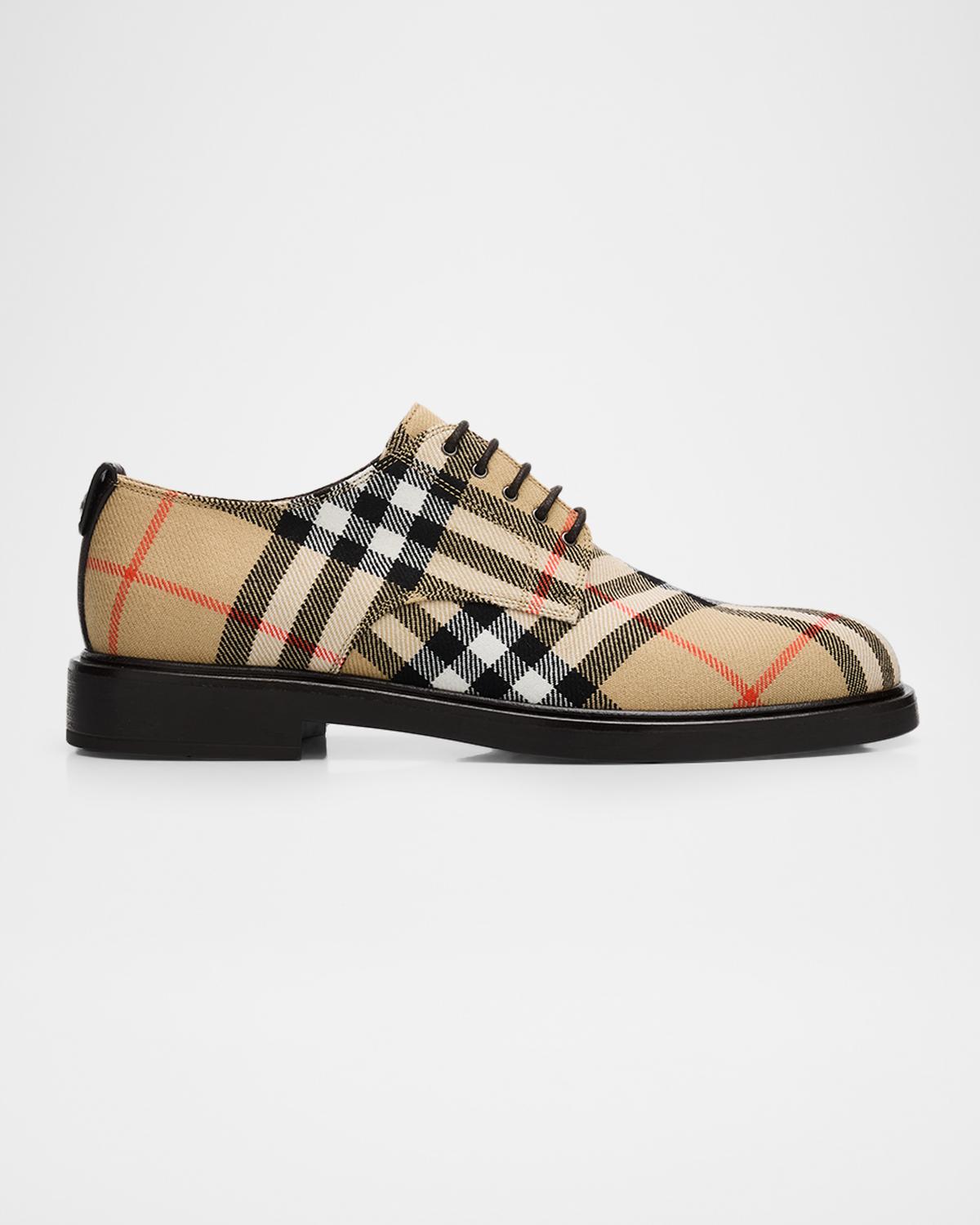 Burberry Men's Pembroke Check Tweed Derby Shoes