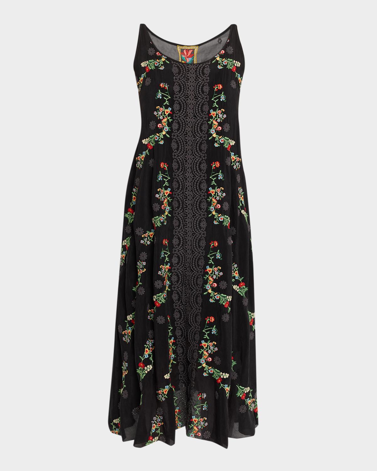 Johnny Was Mia Embroidered Midi Slip Dress