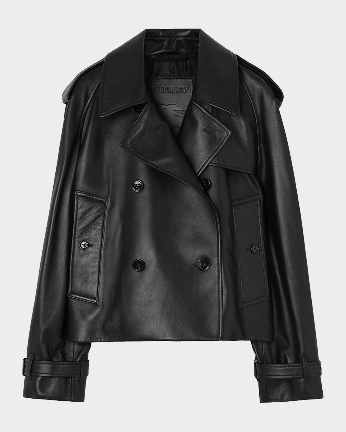 Burberry Cropped Leather Mayfair Trench Jacket