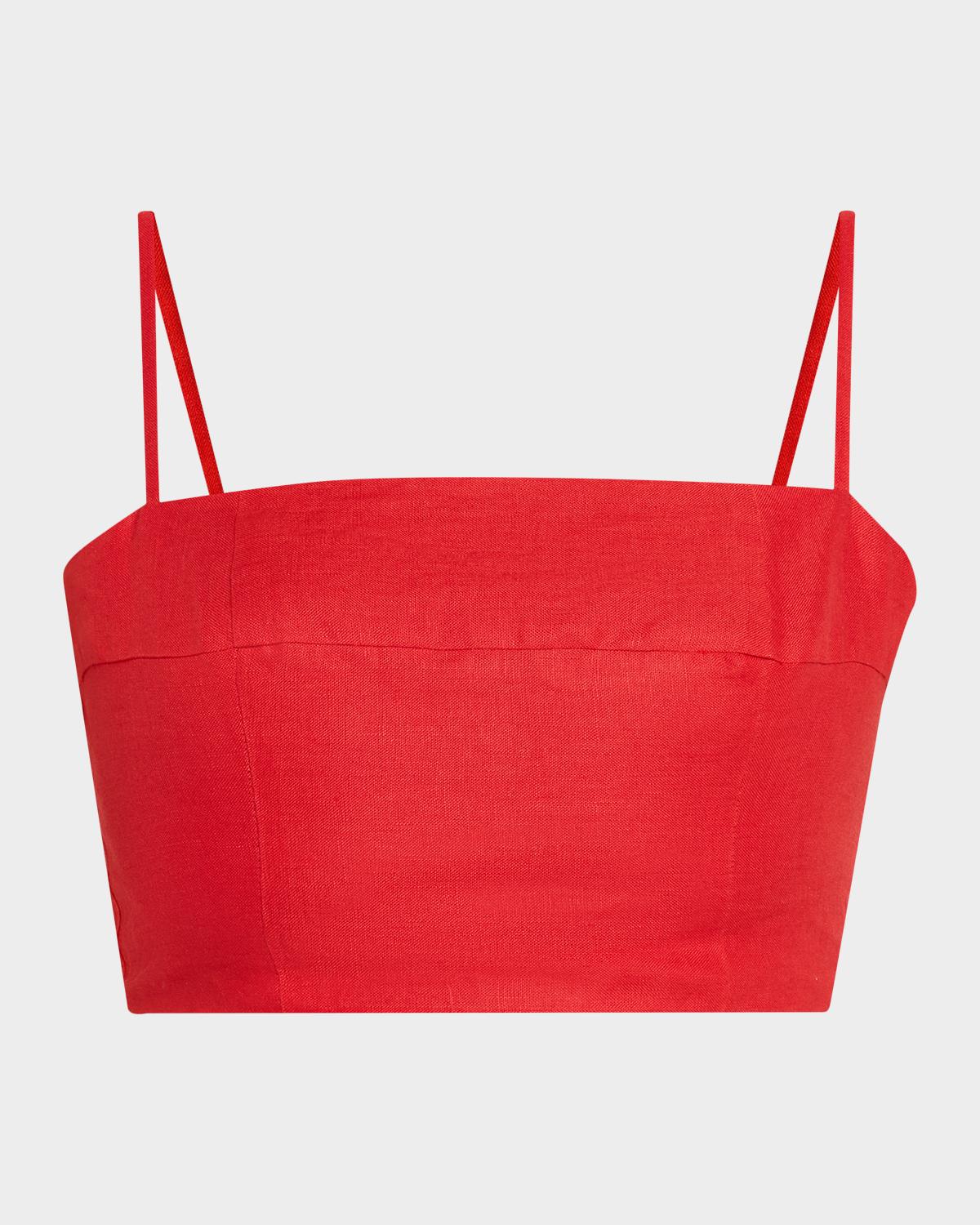 STAUD Federico Linen Crop Top
