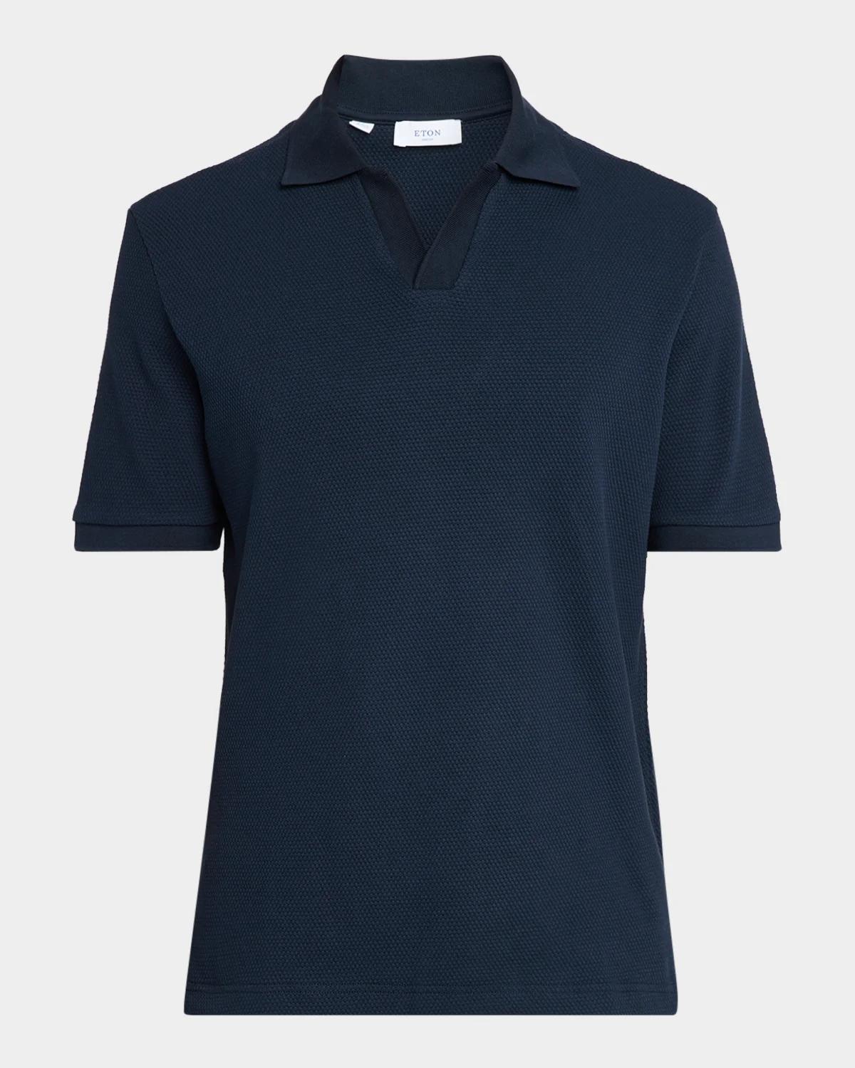 Eton Men's Waffle Open-Collar Polo Shirt
