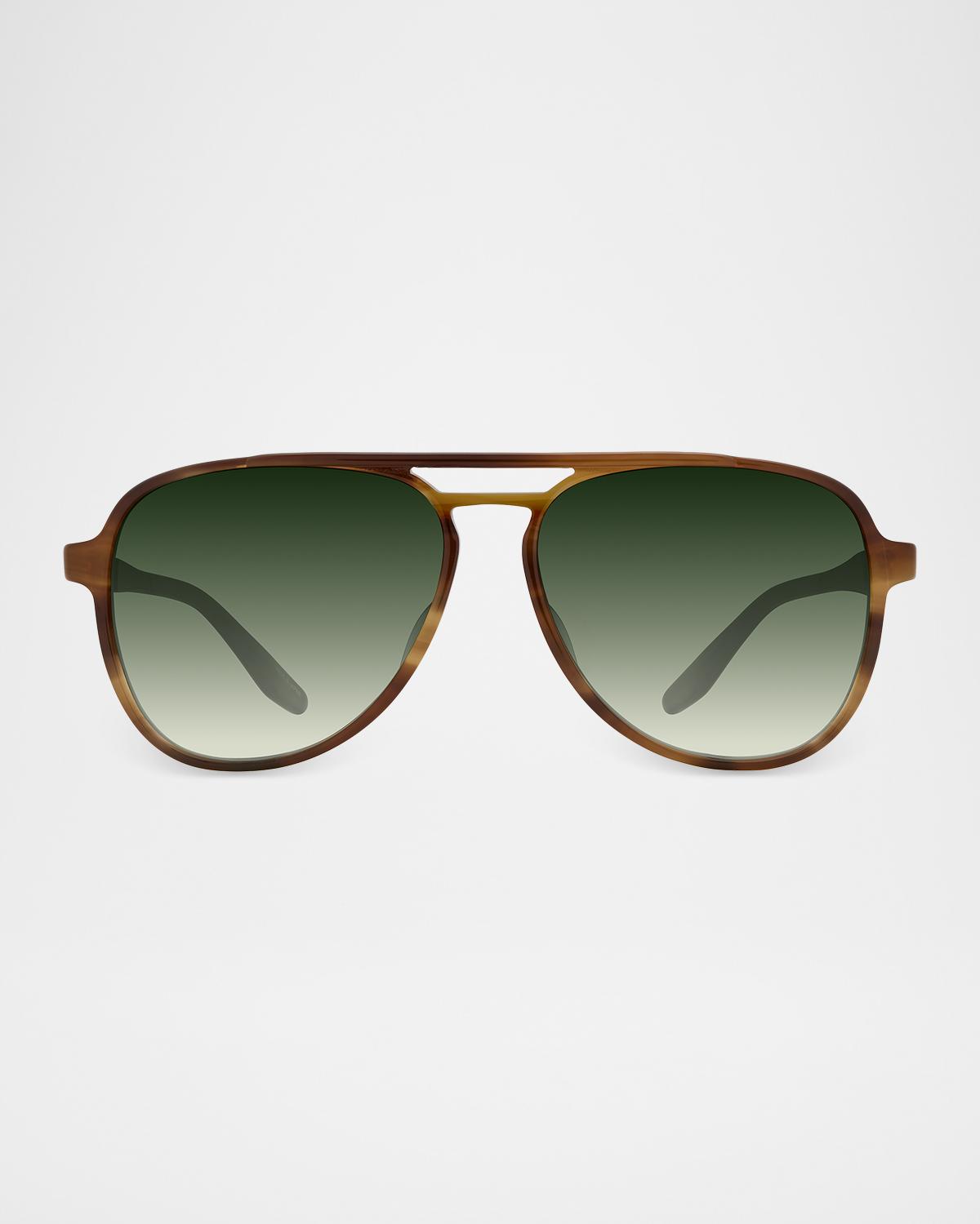 Barton Perreira Men's Double-Bridge Acetate Aviator Sunglasses