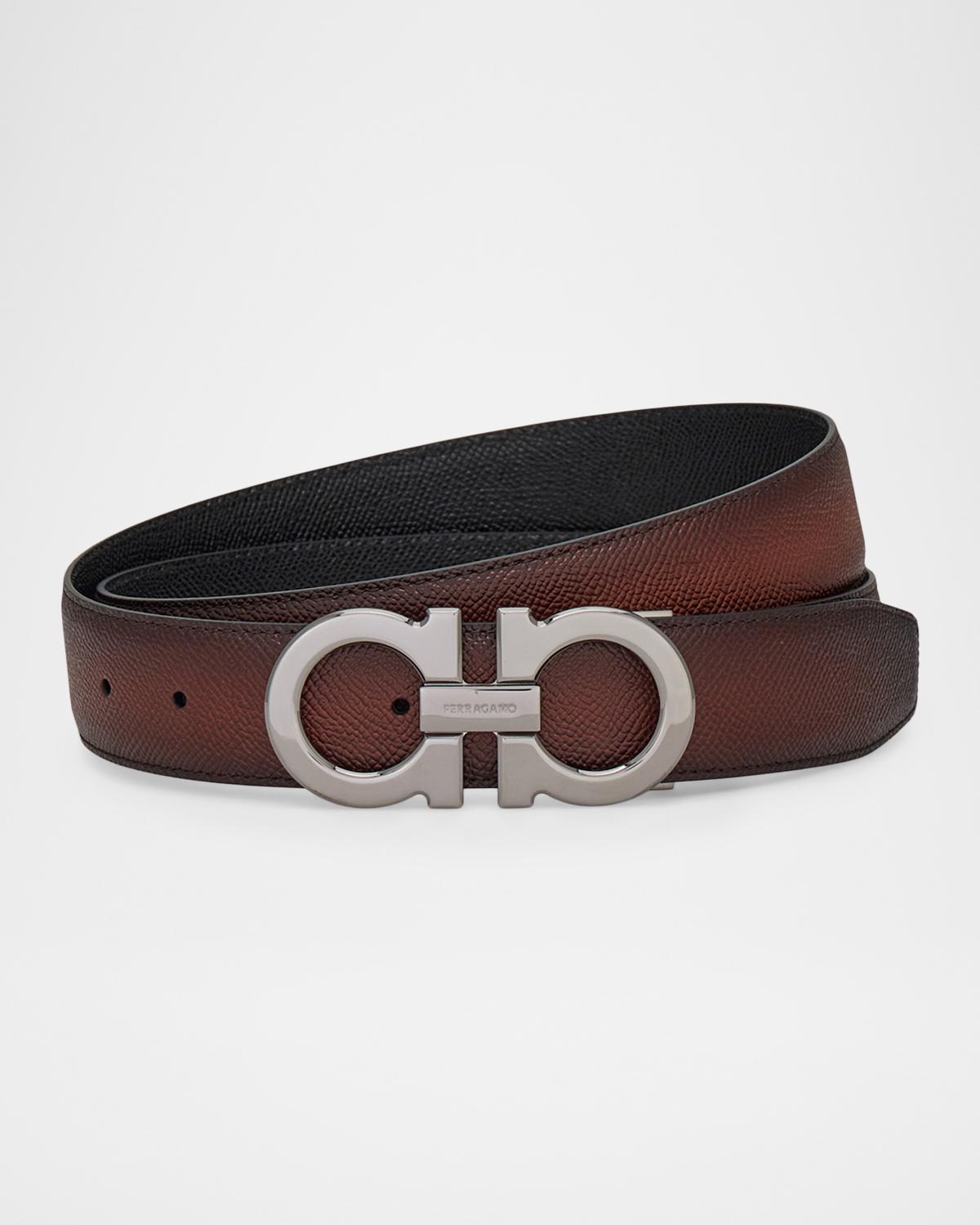 FERRAGAMO Men's Double Gancini Reversible Leather Belt