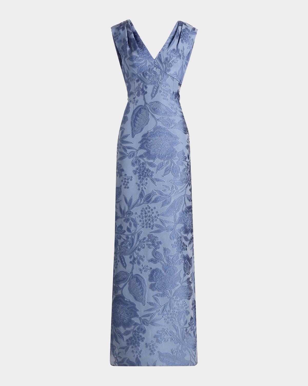 Lela Rose Floral Jacquard Gown