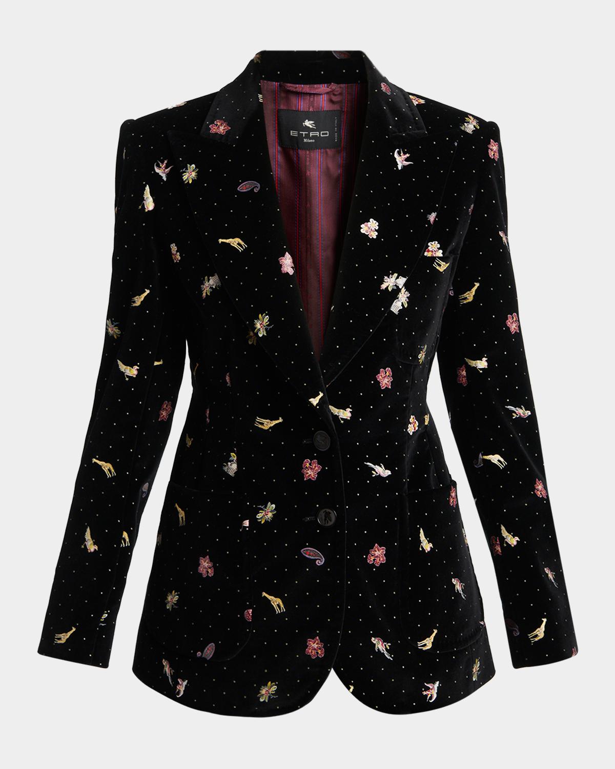 Etro Polka-Dot Velvet Single-Breasted Jacket