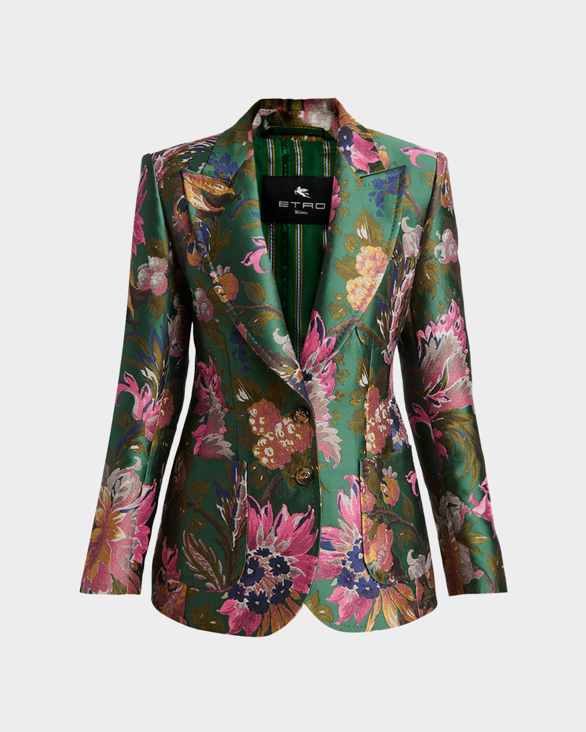 Etro Floral Jacquard Single-Breasted Fitted Jacket