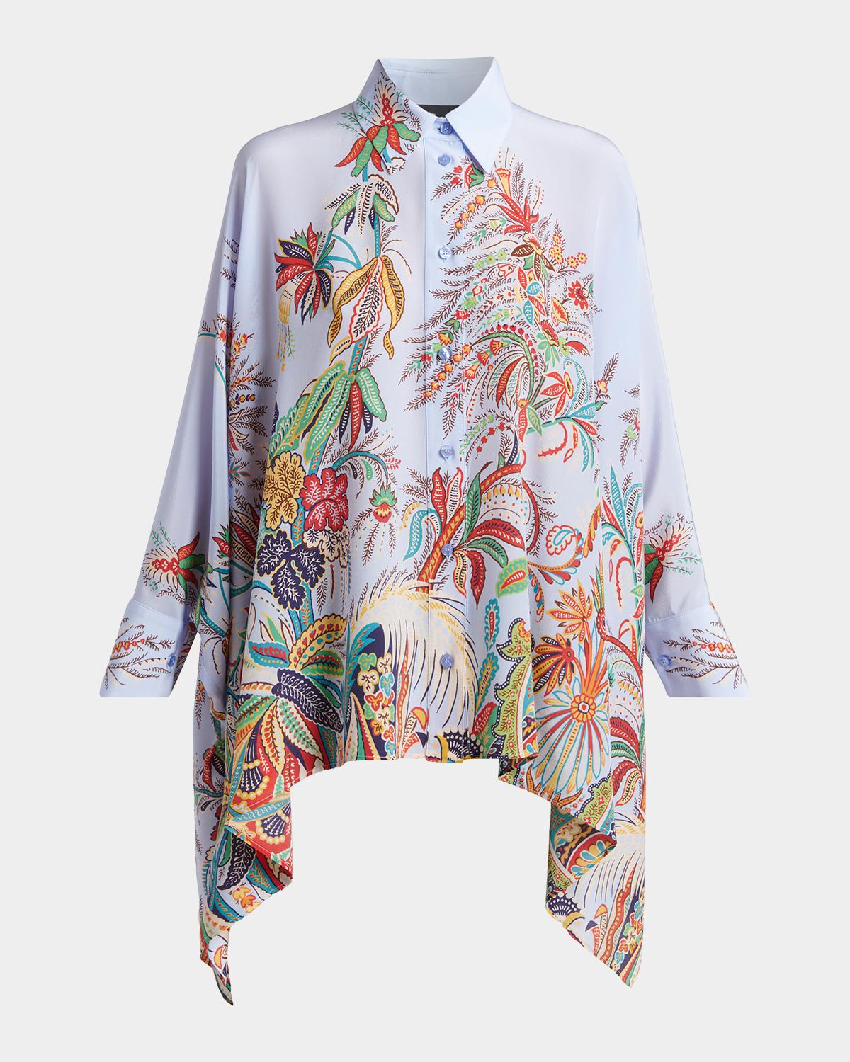 Etro Paisley-Print Silk Handkerchief Button-Down Shirt