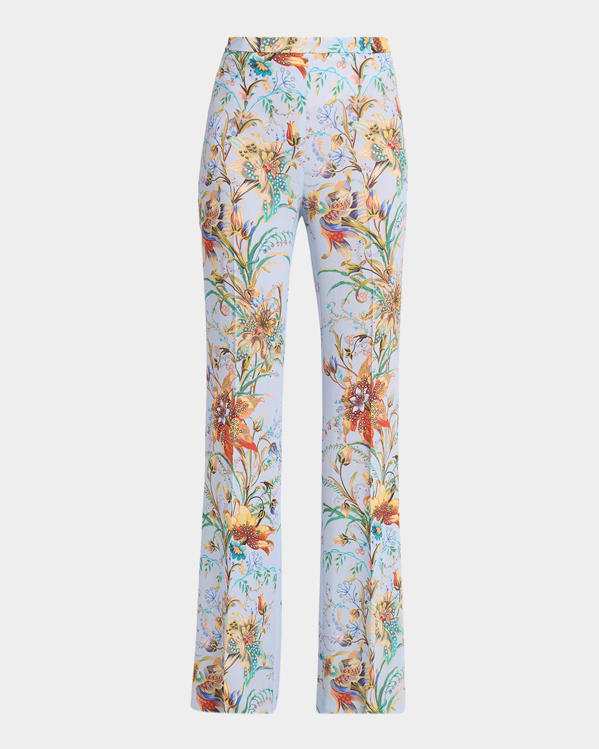 Etro High-Rise Floral-Print Bootcut-Leg Trousers