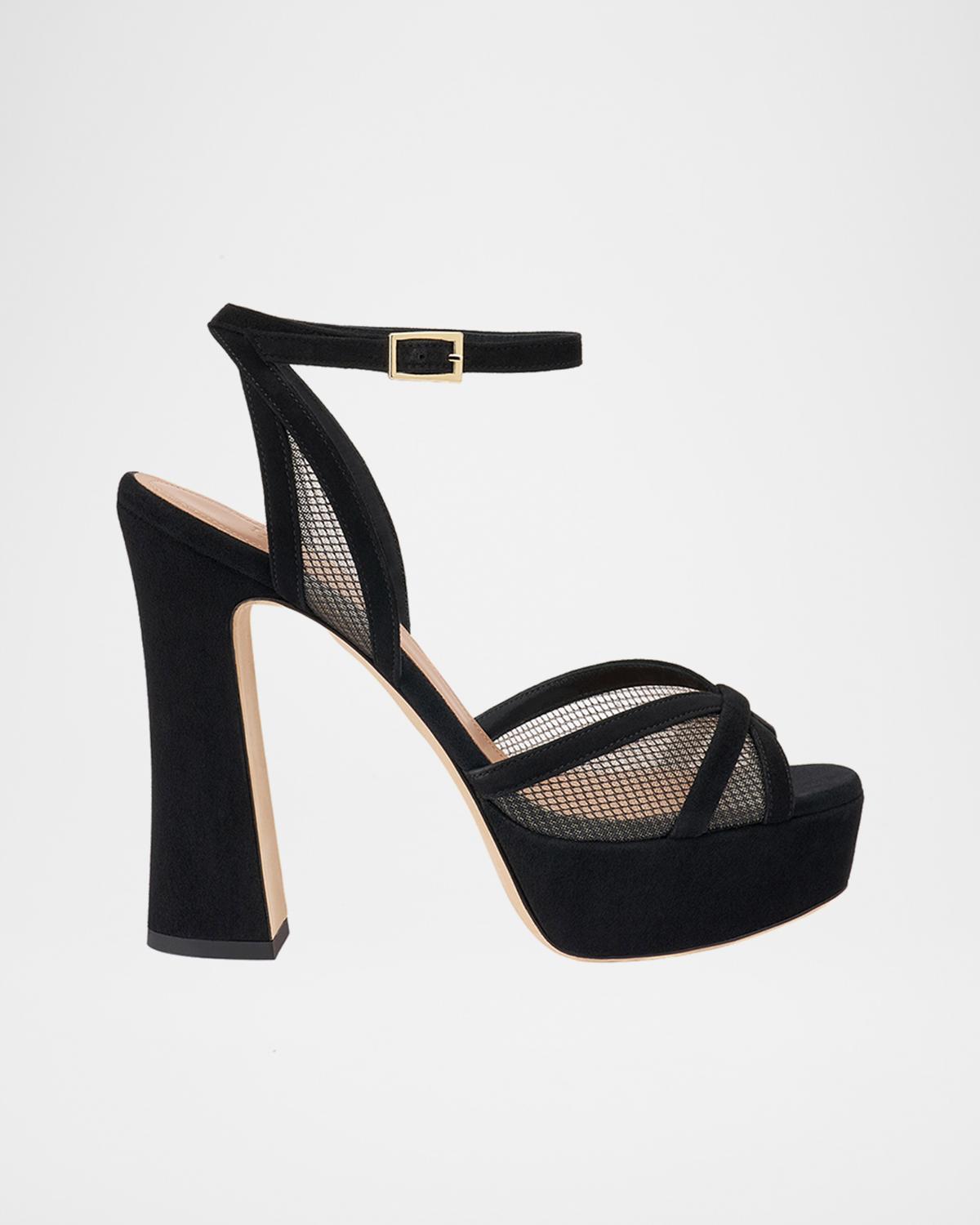 Sylvie 125mm Suede & Mesh Platform Sandals