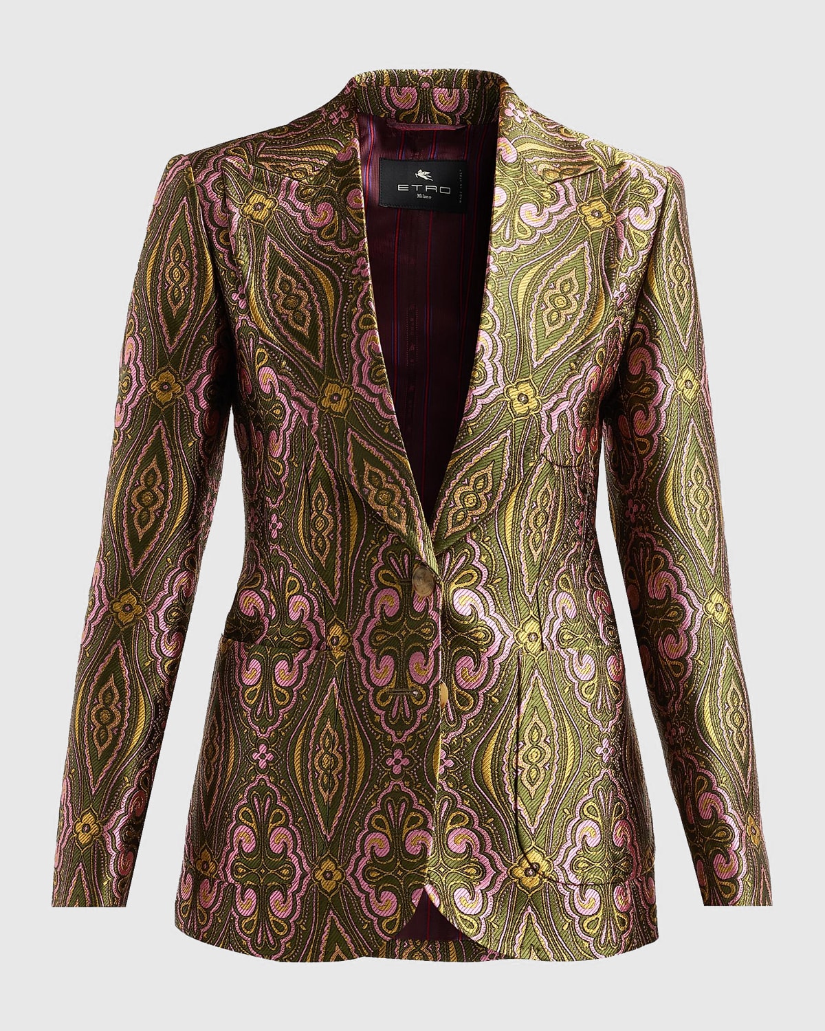 Etro Single-breasted Jacquard Tailored Jacket In Multi