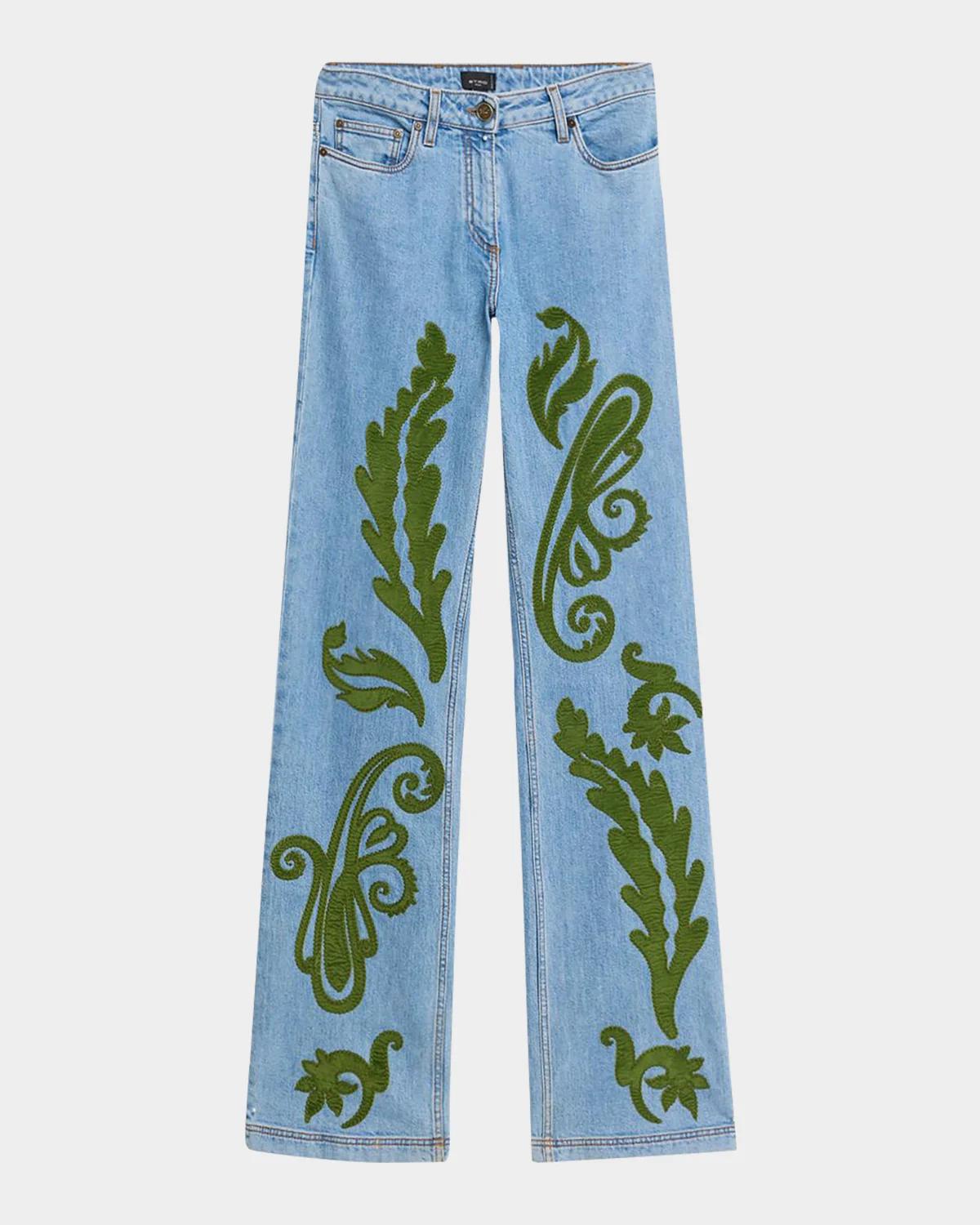 Etro Paisley Embroidered Bootcut Jeans