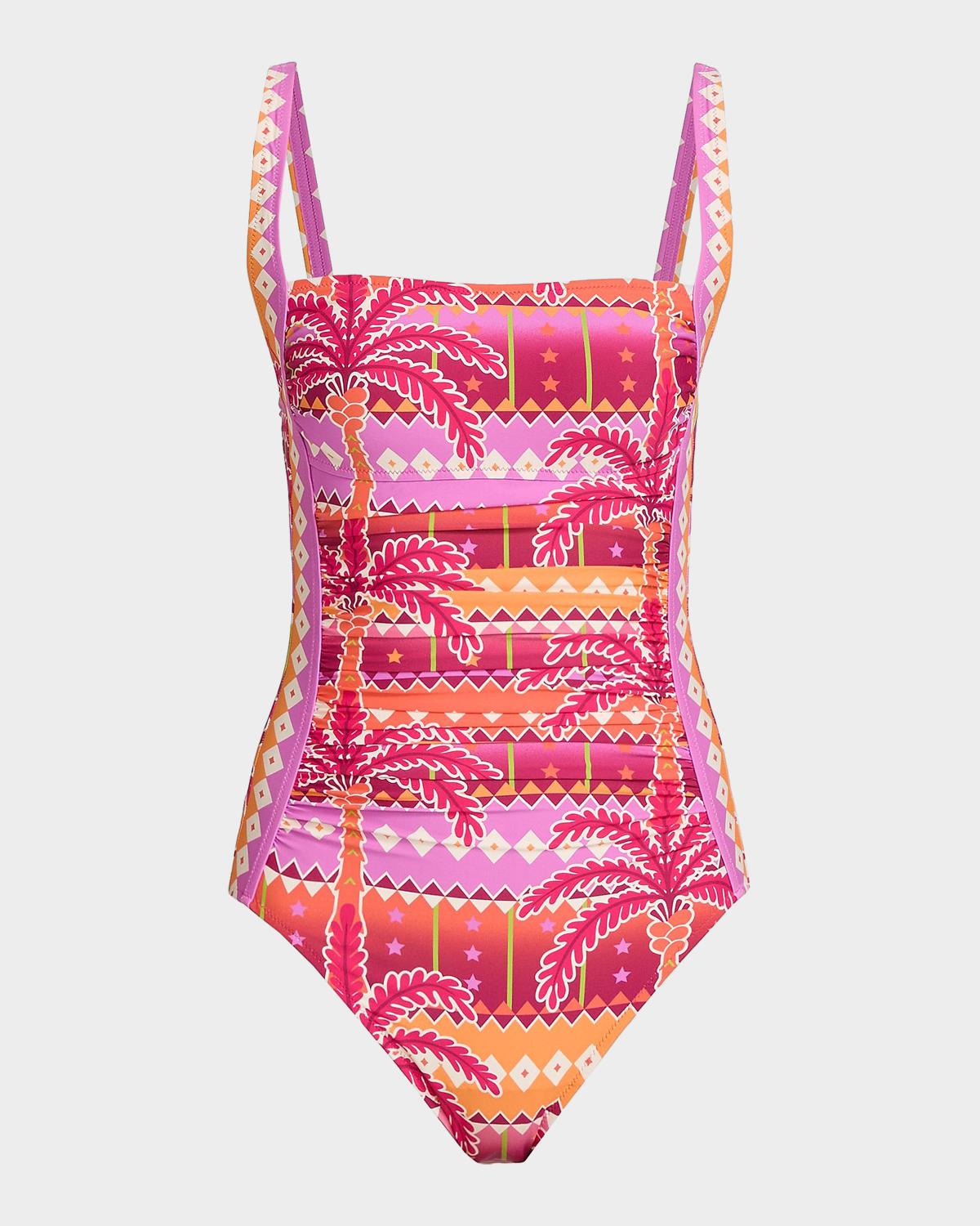 Johnny Was Marilyn Printed Ruched One-Piece Swimsuit