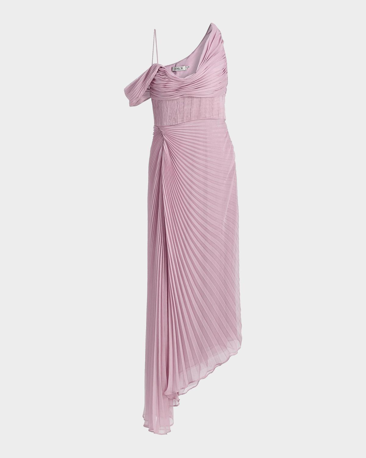 AMUR Joelle Pleated Draped Gown