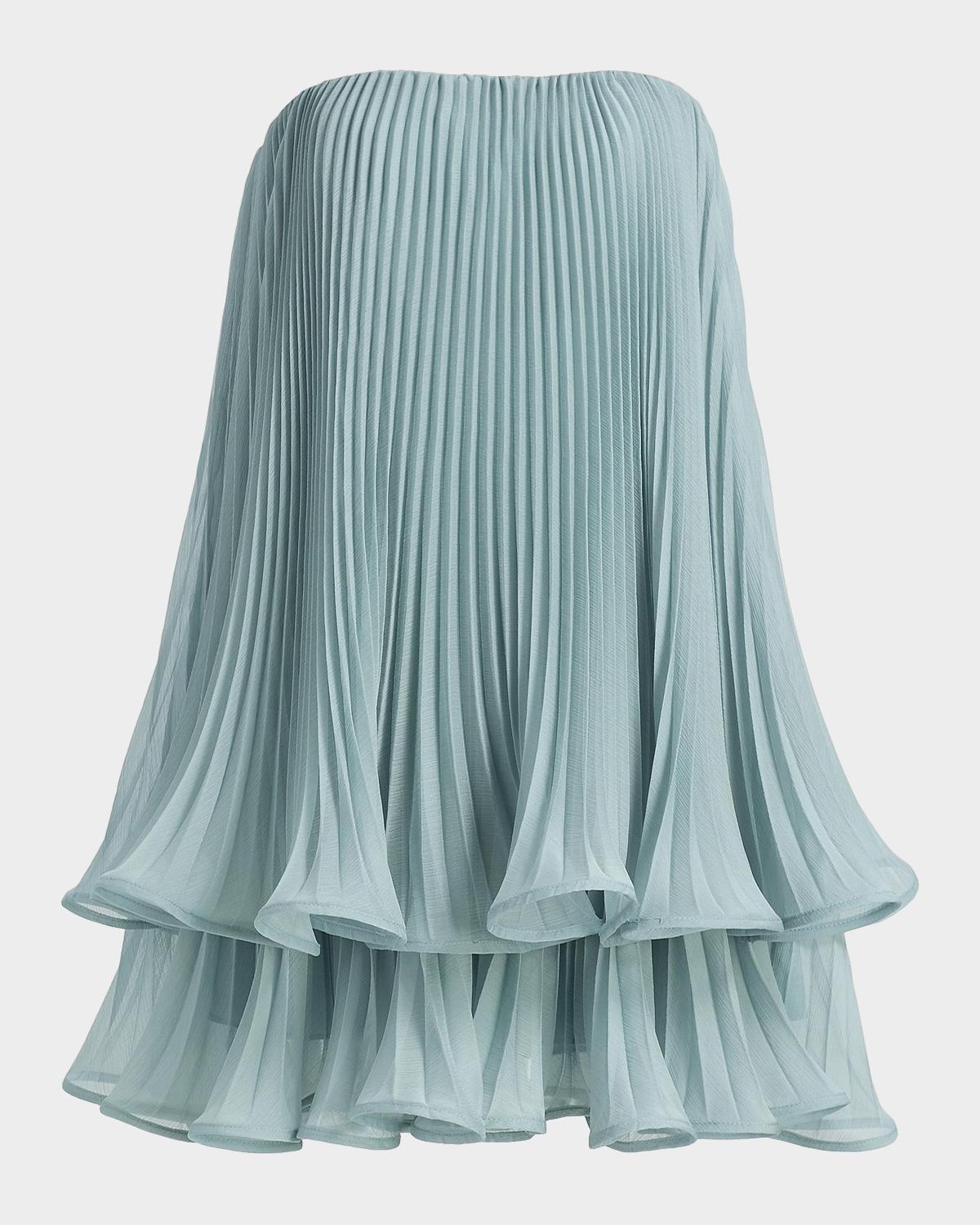 AMUR Dalia Pleated Strapless Babydoll Mini Dress