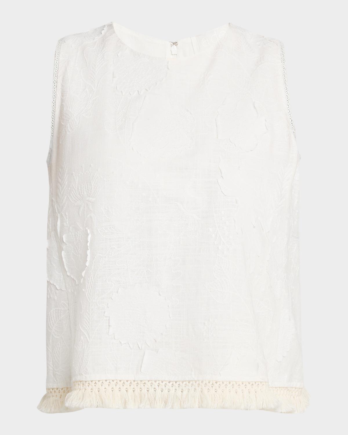 Johnny Was Tobianne Embroidered Tassel-Trim Blouse