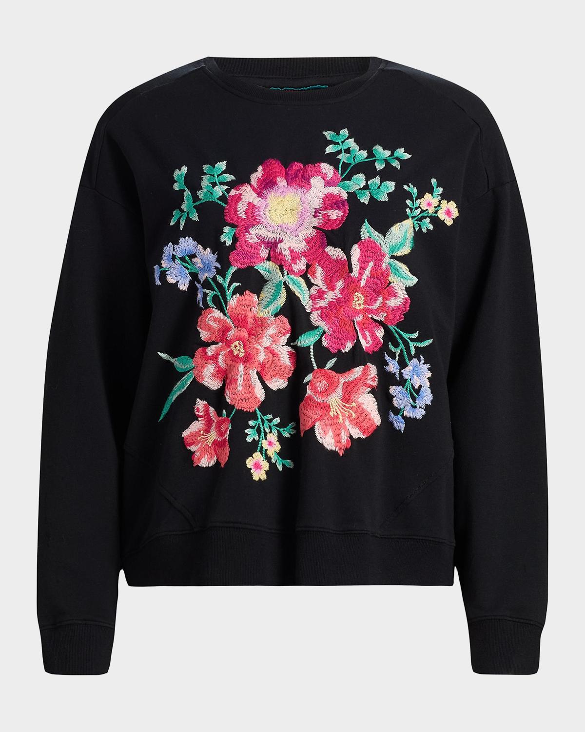 Johnny Was Celiora Floral Stretch-Cotton Sweatshirt