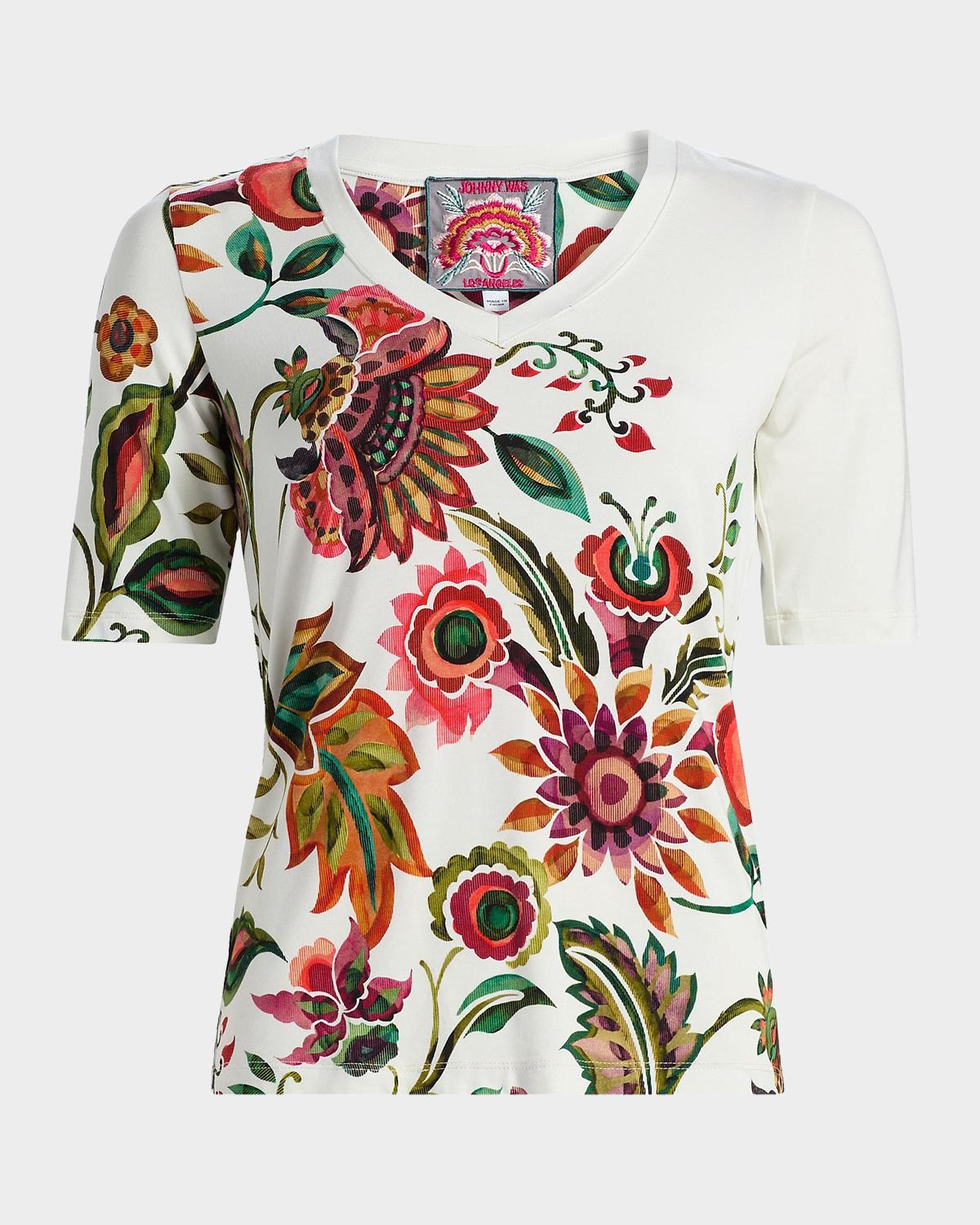 Johnny Was Janie Floral Fitted T-Shirt