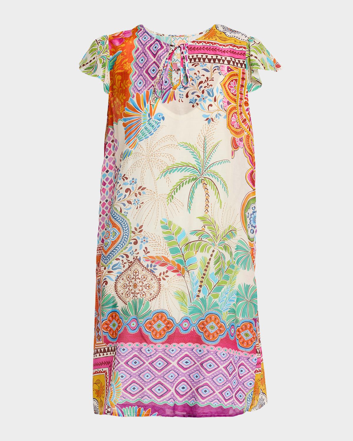 Johnny Was Daisy Botanical-Print Shift Dress