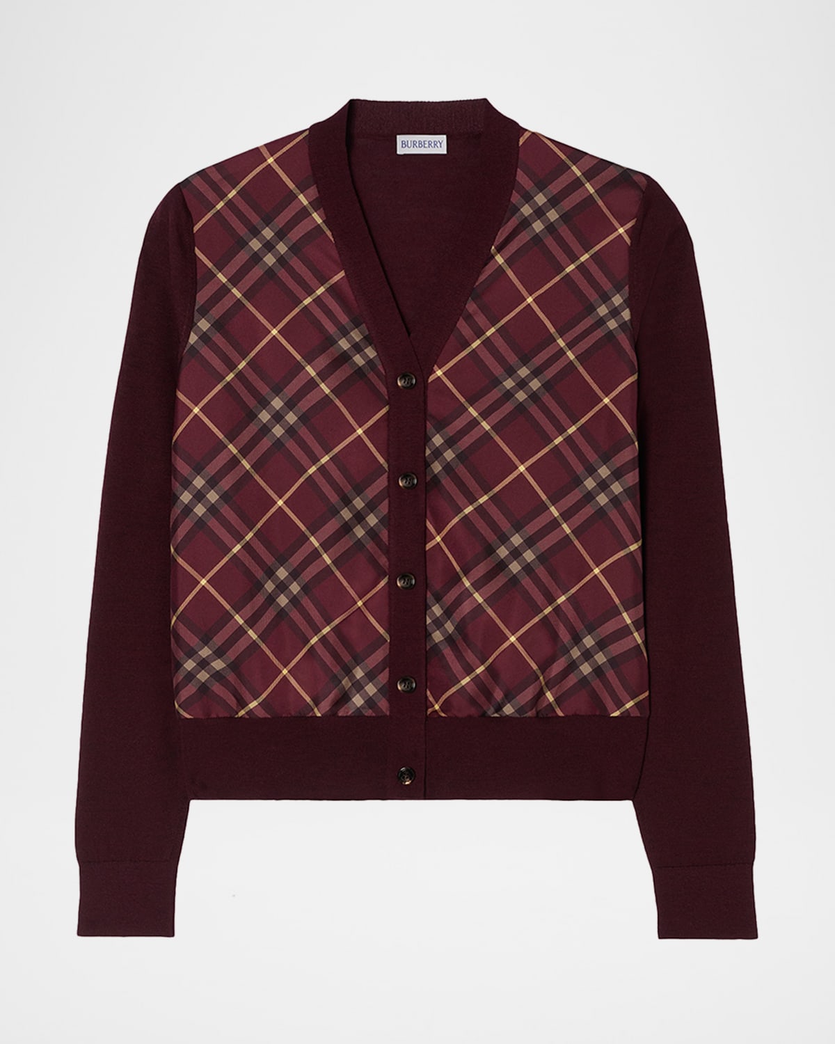 Burberry Check-Front Wool Silk Cardigan | Thumbnail 4 Burberry Check-Front Wool Silk Cardigan | Thumbnail 4
