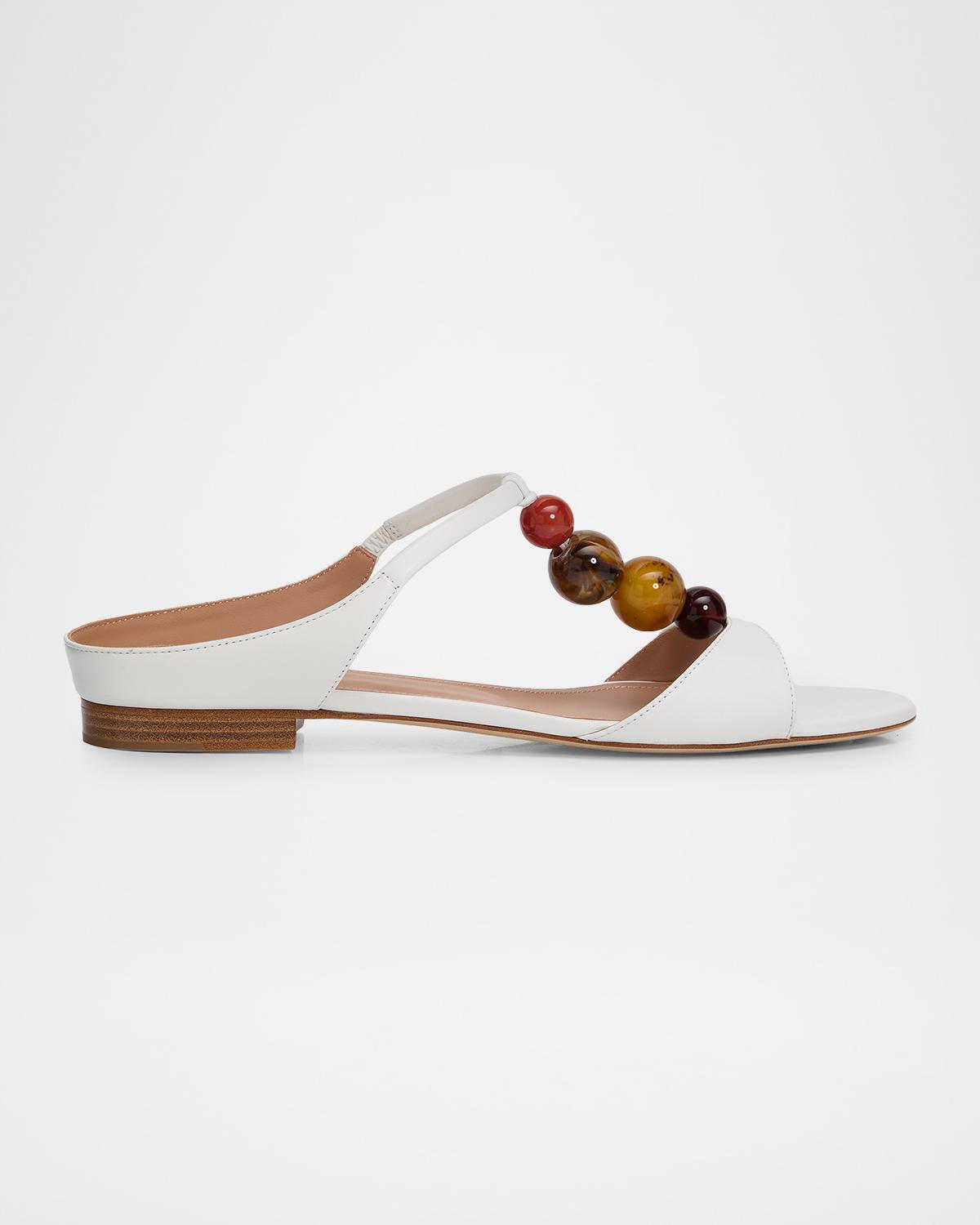 Malone Souliers Lena Beaded T-Strap Leather Sandals