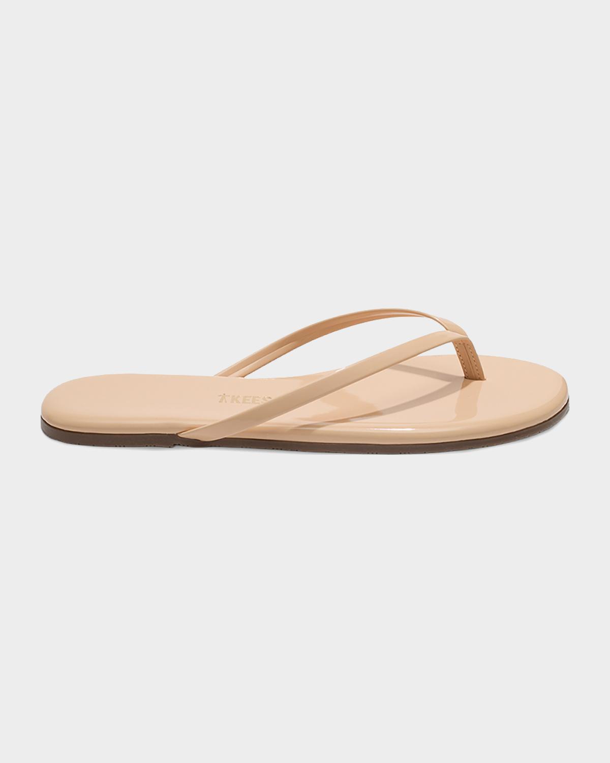 TKEES LILY GLOSSY LEATHER FLAT THONG SANDALS
