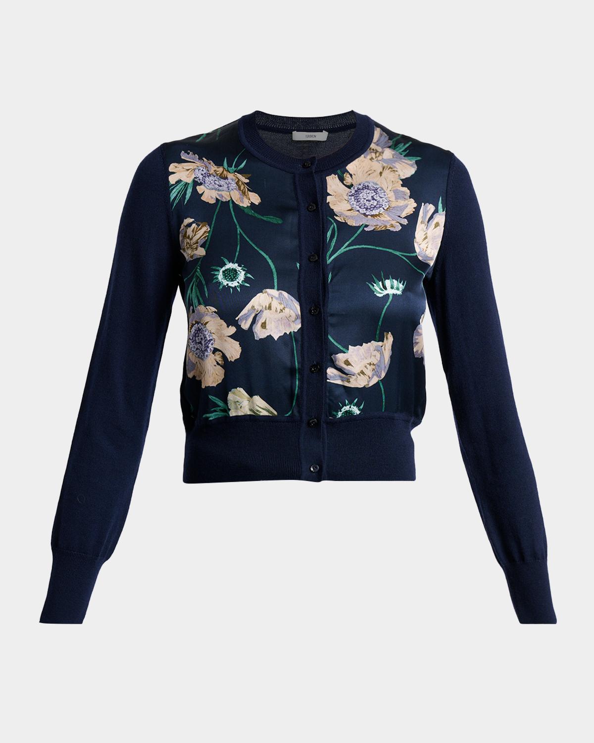 Erdem Painted Flower Crop Cardigan