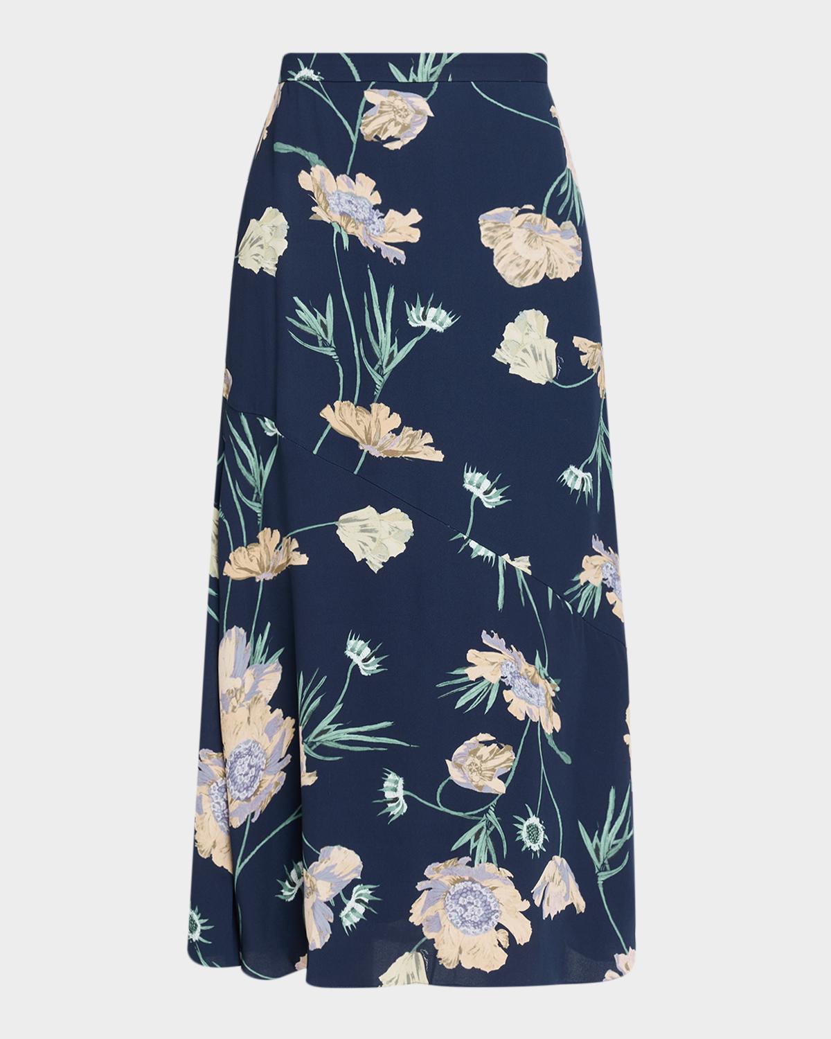Erdem Floral Crepe A-Line Midi Skirt