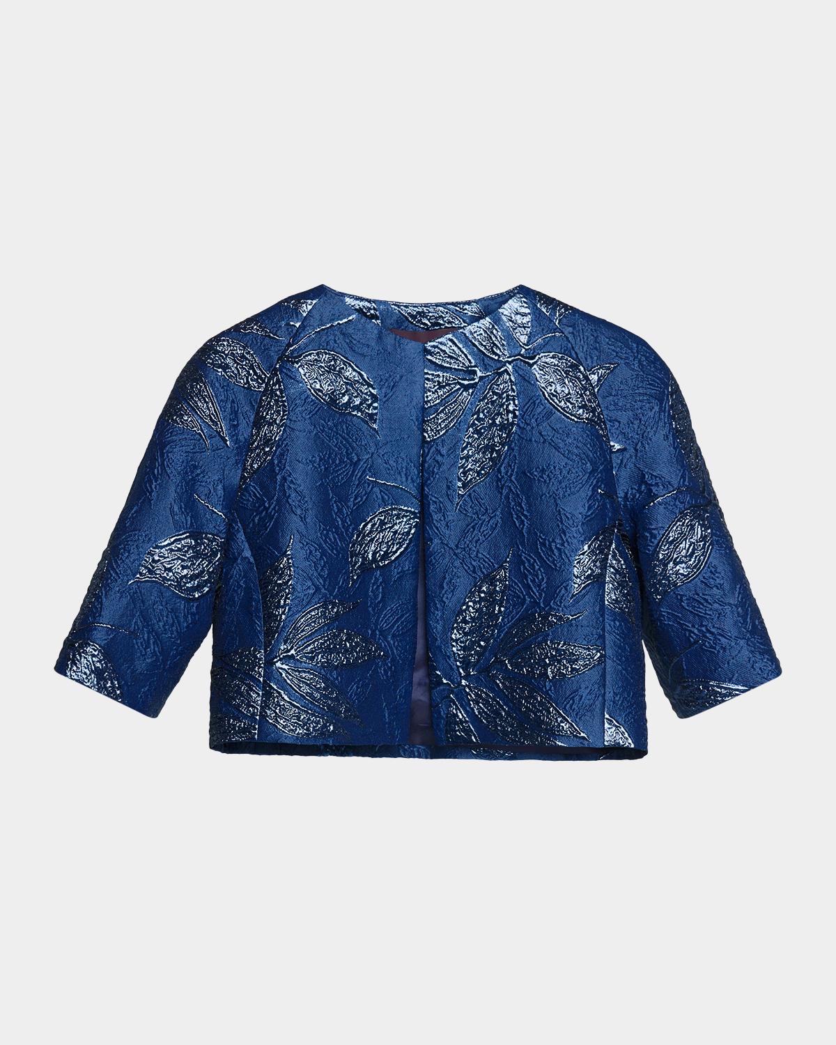 Talbot Runhof Metallic Peony Jacquard Bolero Jacket