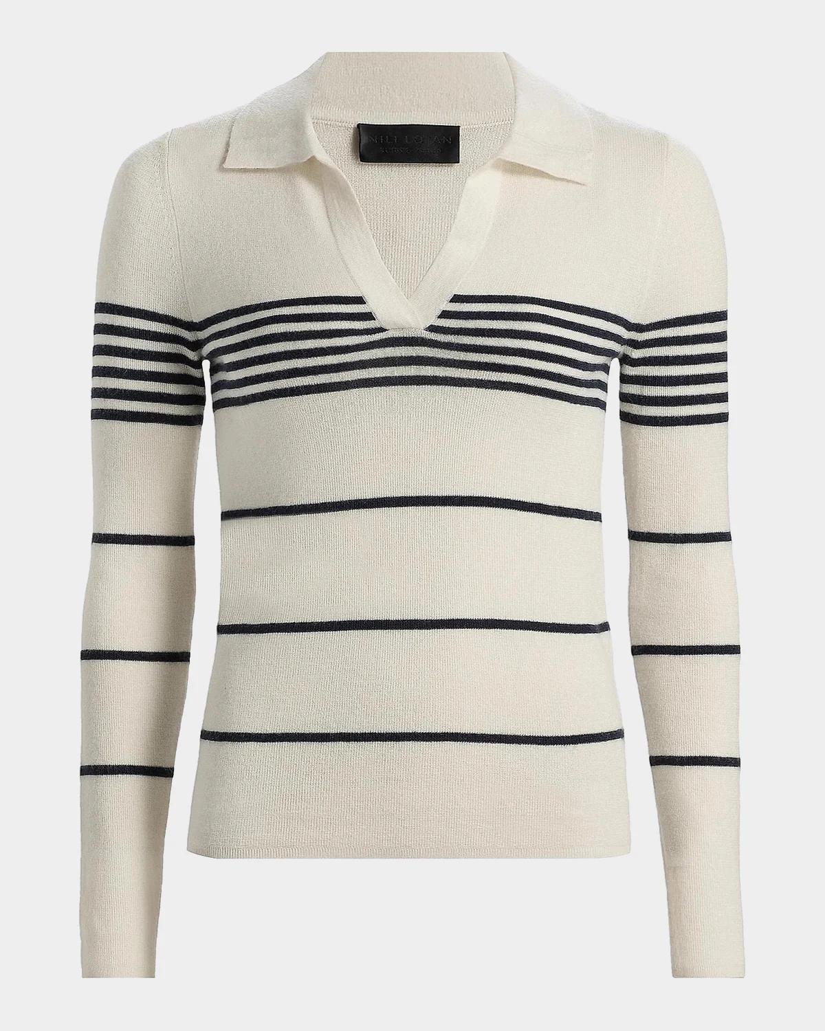 Nili Lotan Lucille Striped Cashmere Polo Sweater