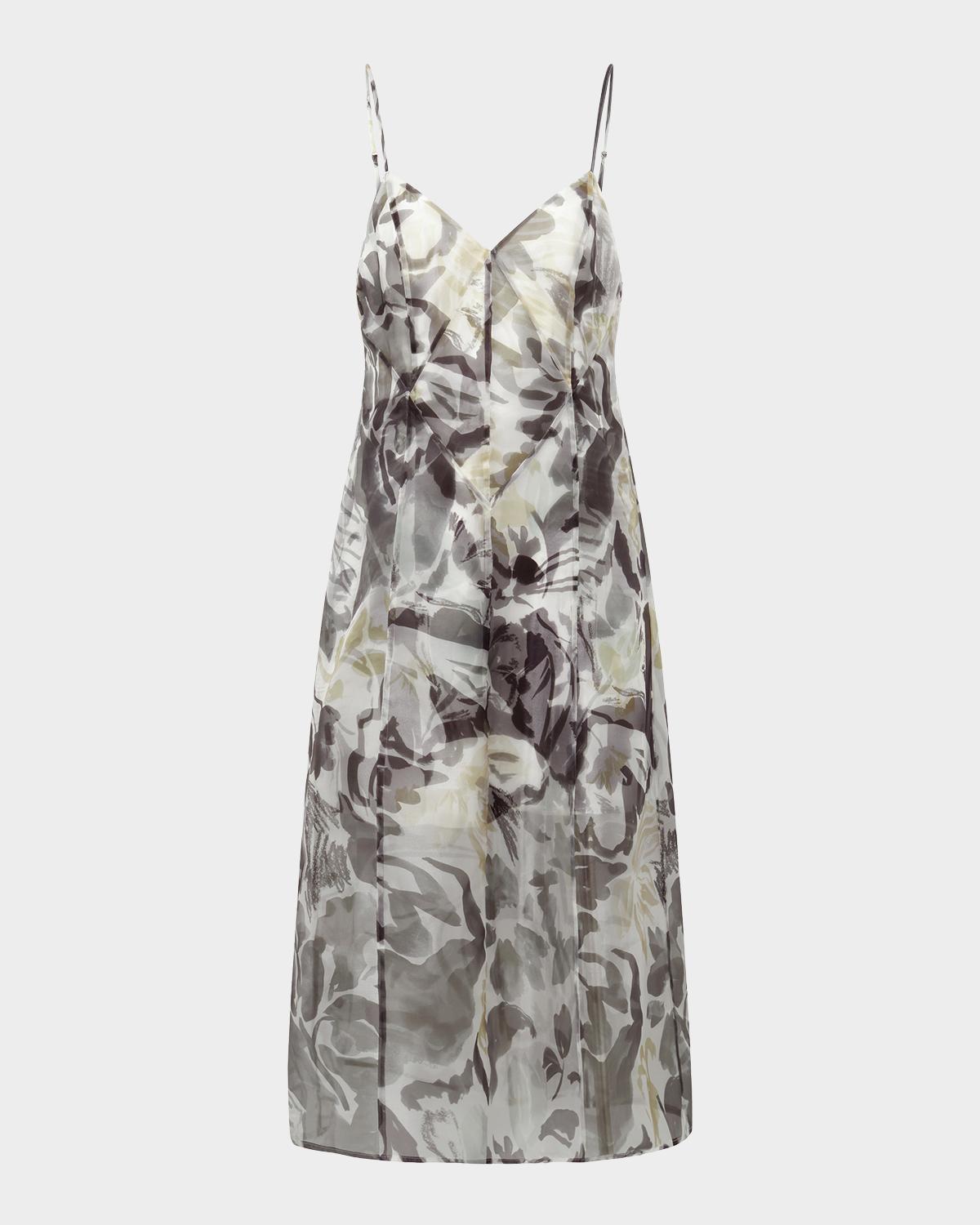 BCBGMAXAZRIA Lorelie Botanical-Print Organza Midi Dress