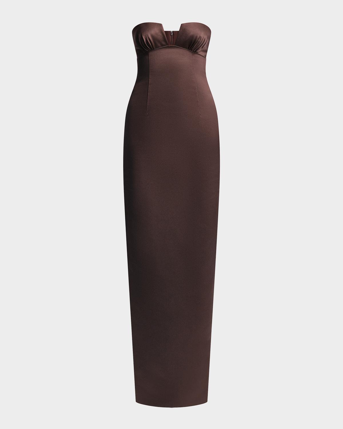 BCBGMAXAZRIA Mariane Strapless Satin Column Gown