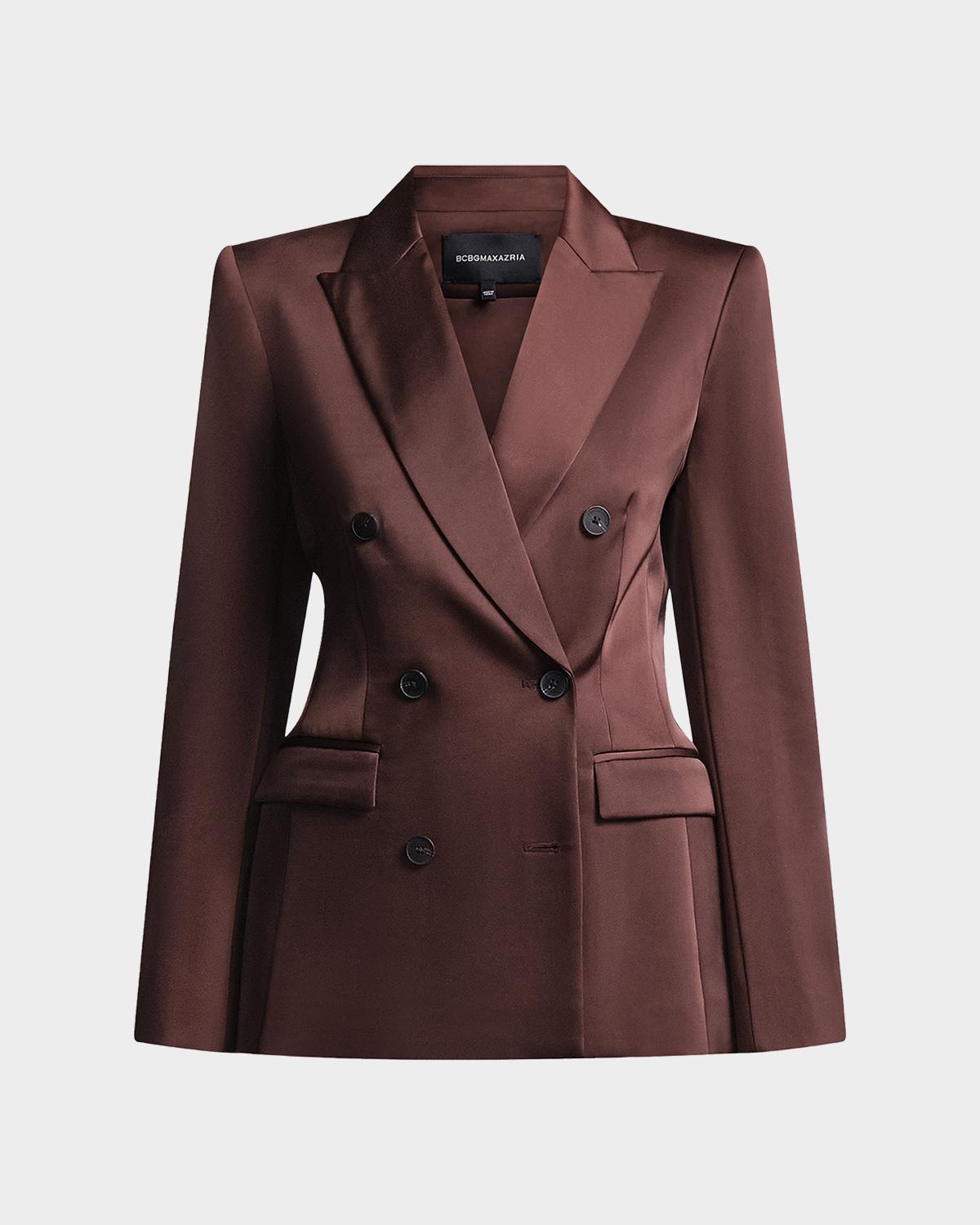 BCBGMAXAZRIA Sydney Double-Breasted Charmeuse Blazer