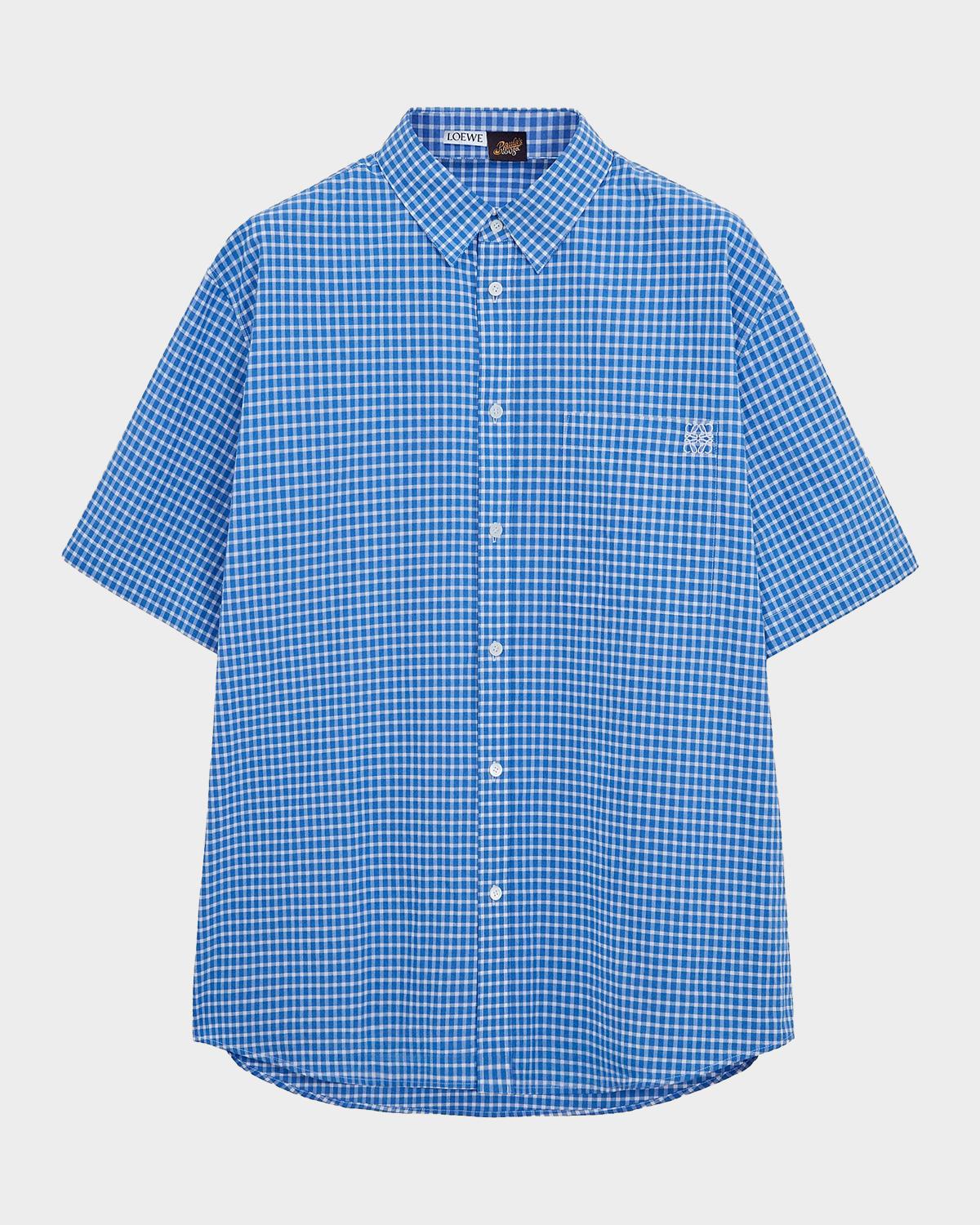 LOEWE Men's LOEWE x Paula's Ibiza Check Cotton-Blend Shirt