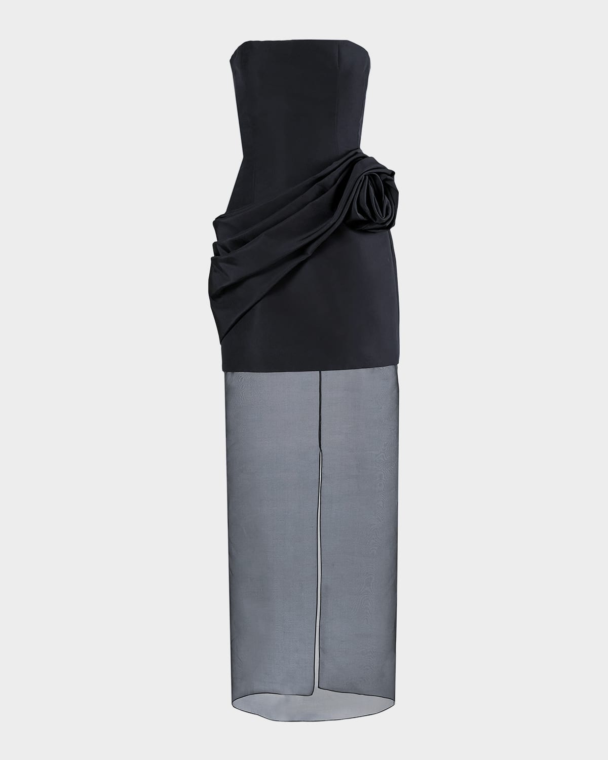 Carolina Herrera Rose Silk Sheer Hem Gown In Black