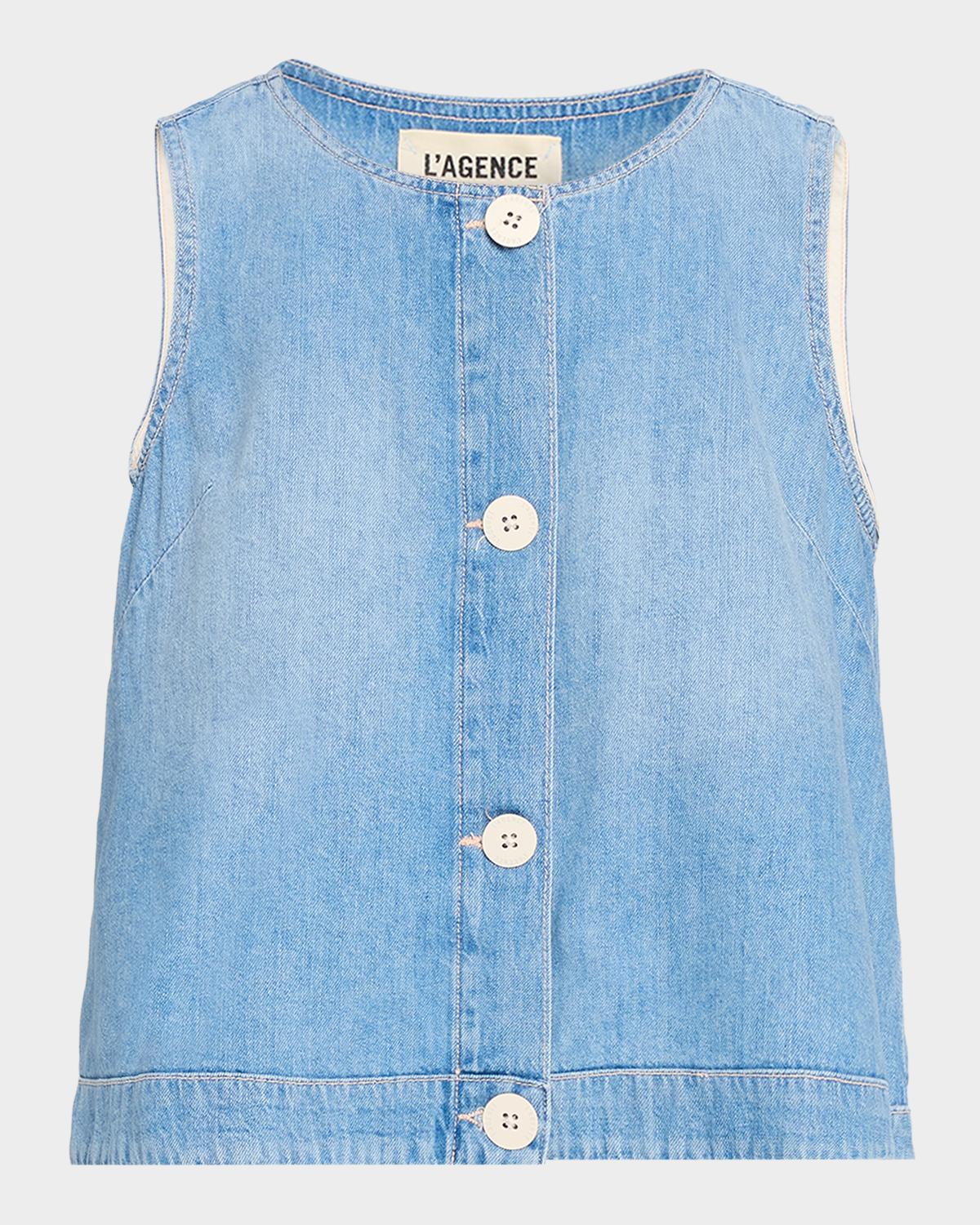L 'AGENCE Foster Sleeveless Denim Top