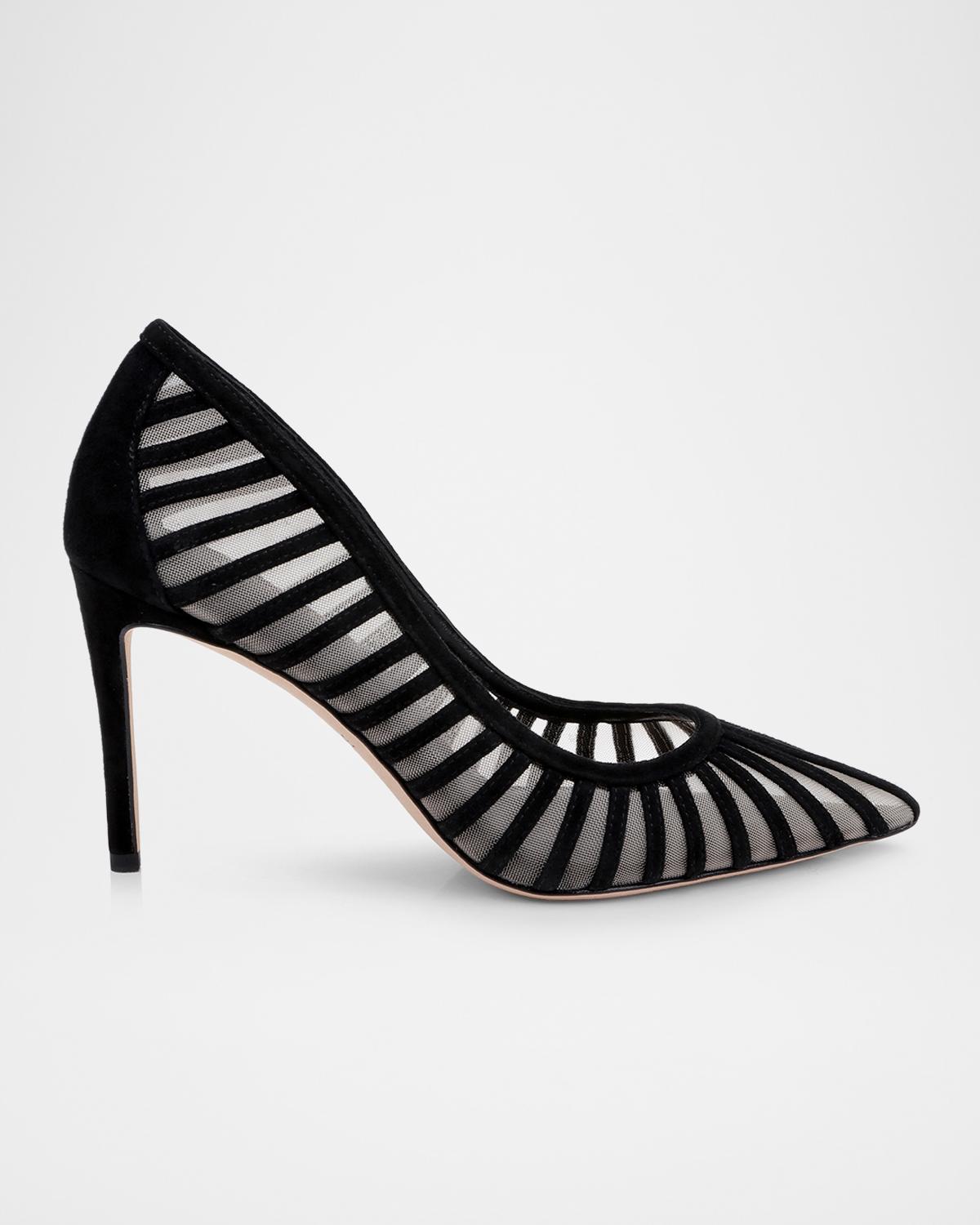 85mm Lenox Mesh and Suede Pumps