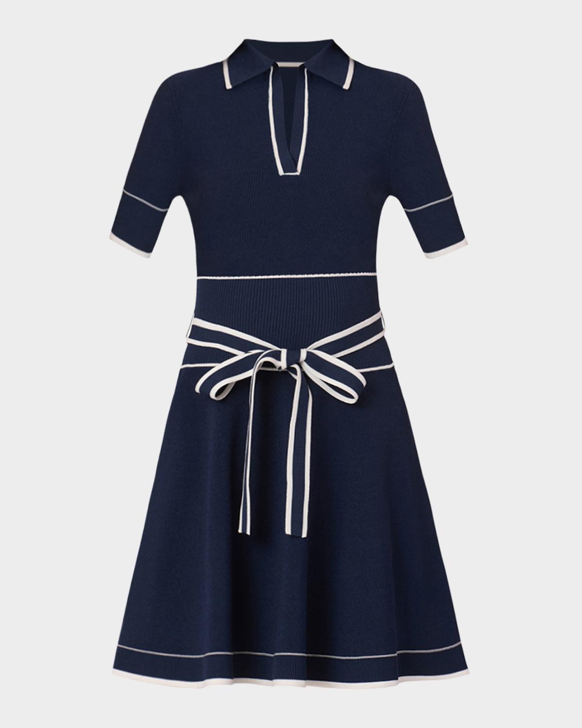 Shoshanna Maren Contrast-Trim Rib Knit Mini Dress