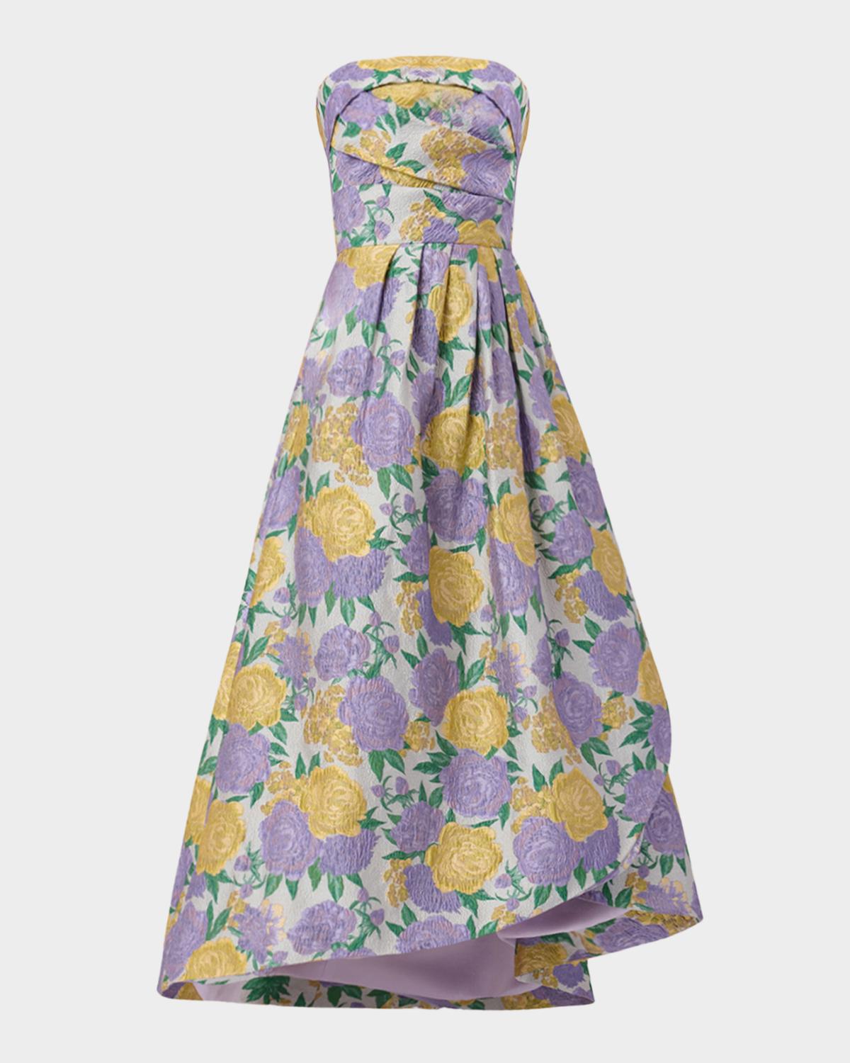 Shoshanna Carlisle High-Low Floral Jacquard Gown
