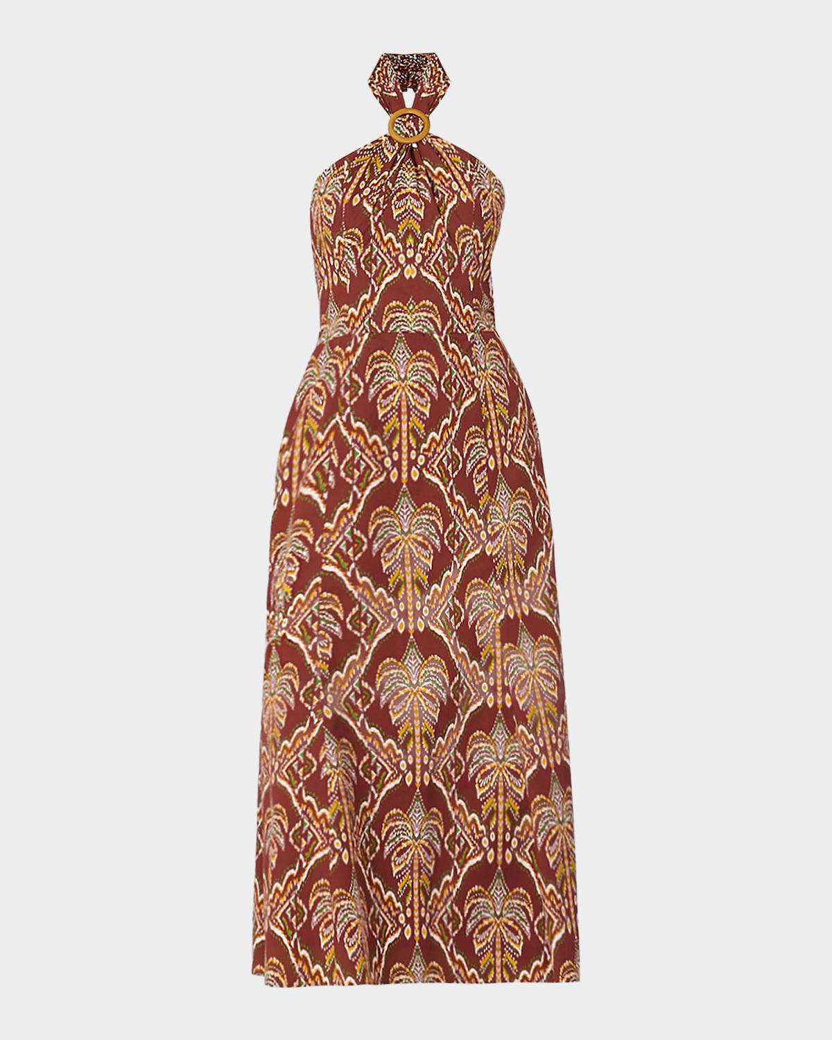 Shoshanna Lainey Tropical Stretch-Cotton Midi Dress