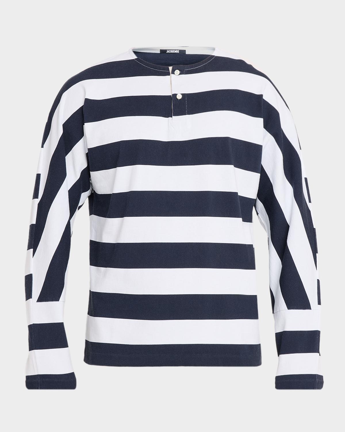 Jacquemus Men's Le Mariner Stripe Cotton Long-Sleeve T-Shirt