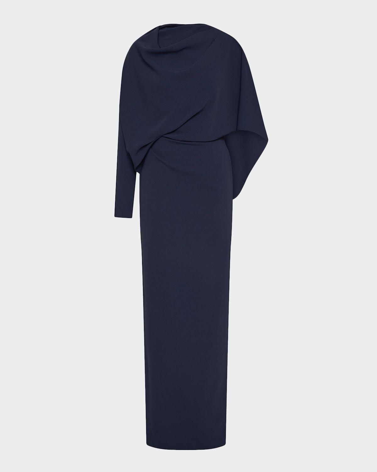 Rachel Gilbert Amaris Long-Sleeve Capelet Column Gown