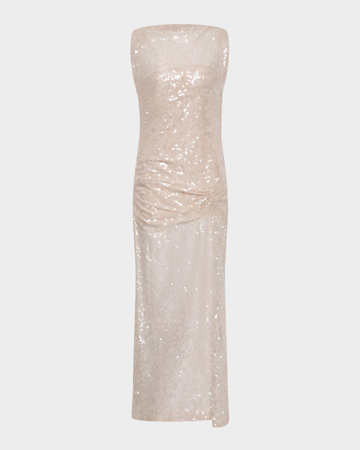 Rachel Gilbert Marlow Sleeveless Sheer Sequined Gown