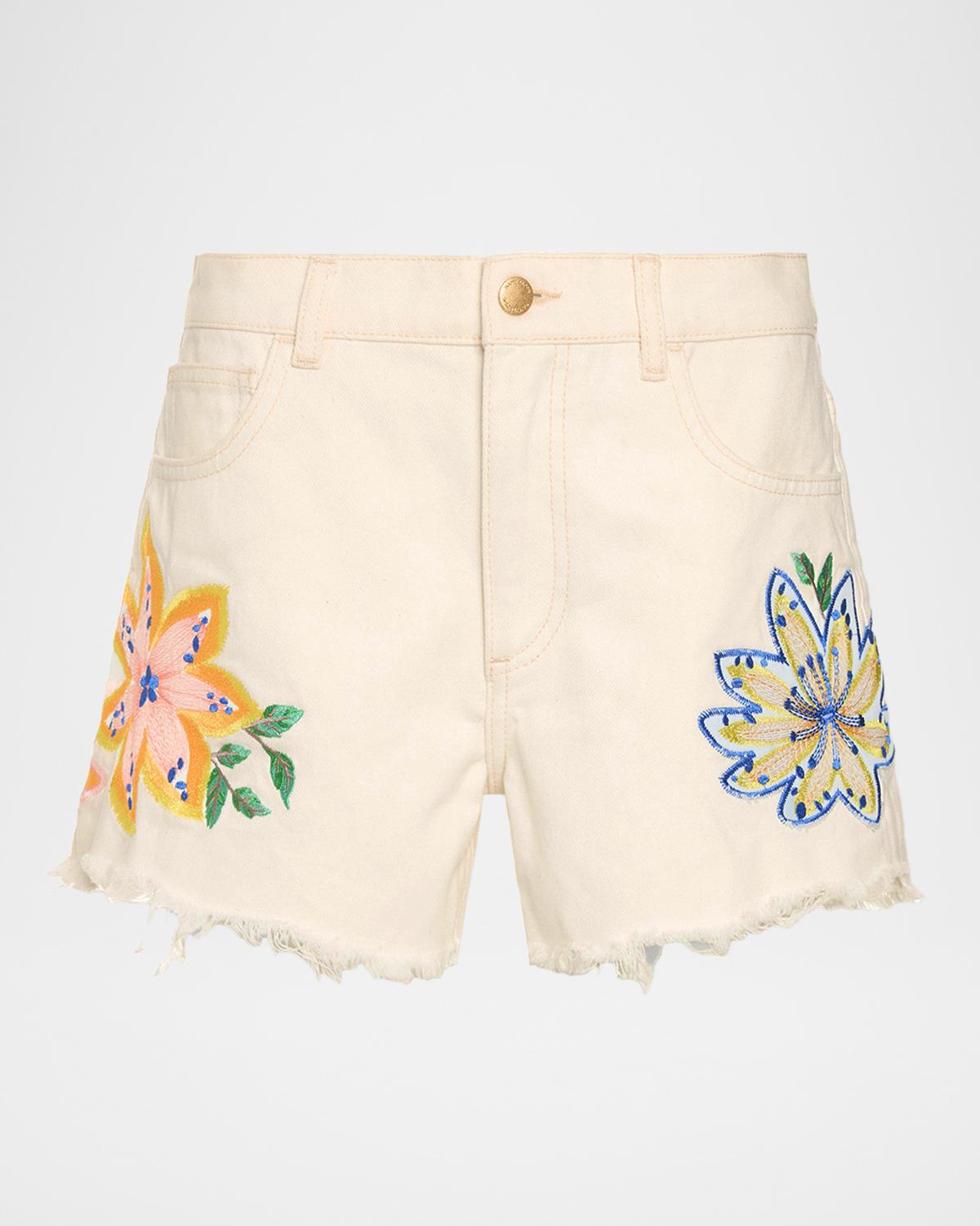 Ramy Brook Embroidered Denim Shorts