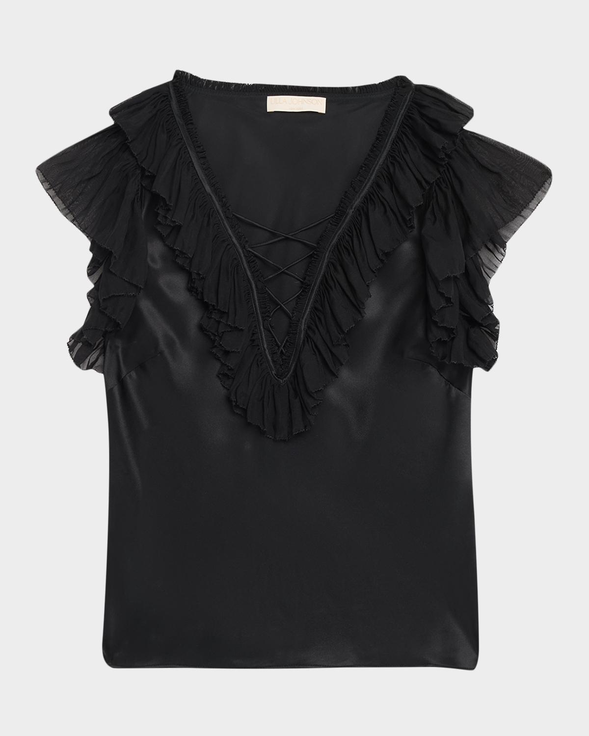 Ilyana Silk Ruffle Blouse