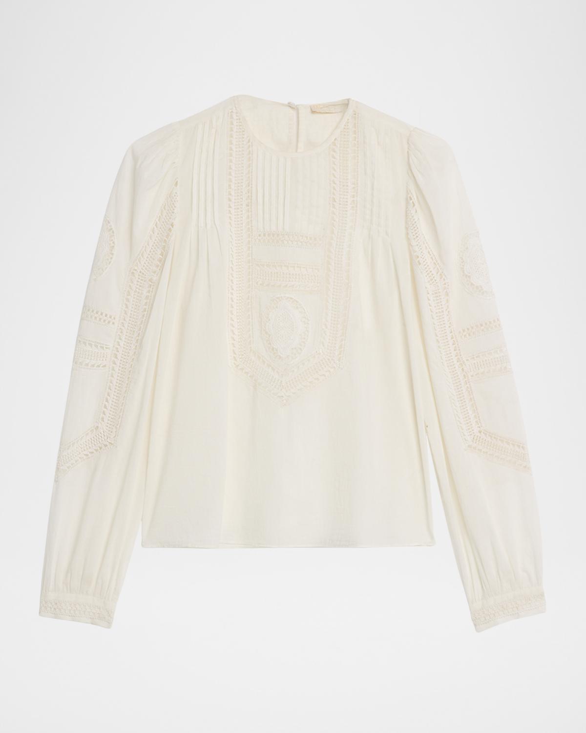 Ulla Johnson Marlowe Embroidered Long-Sleeve Blouse