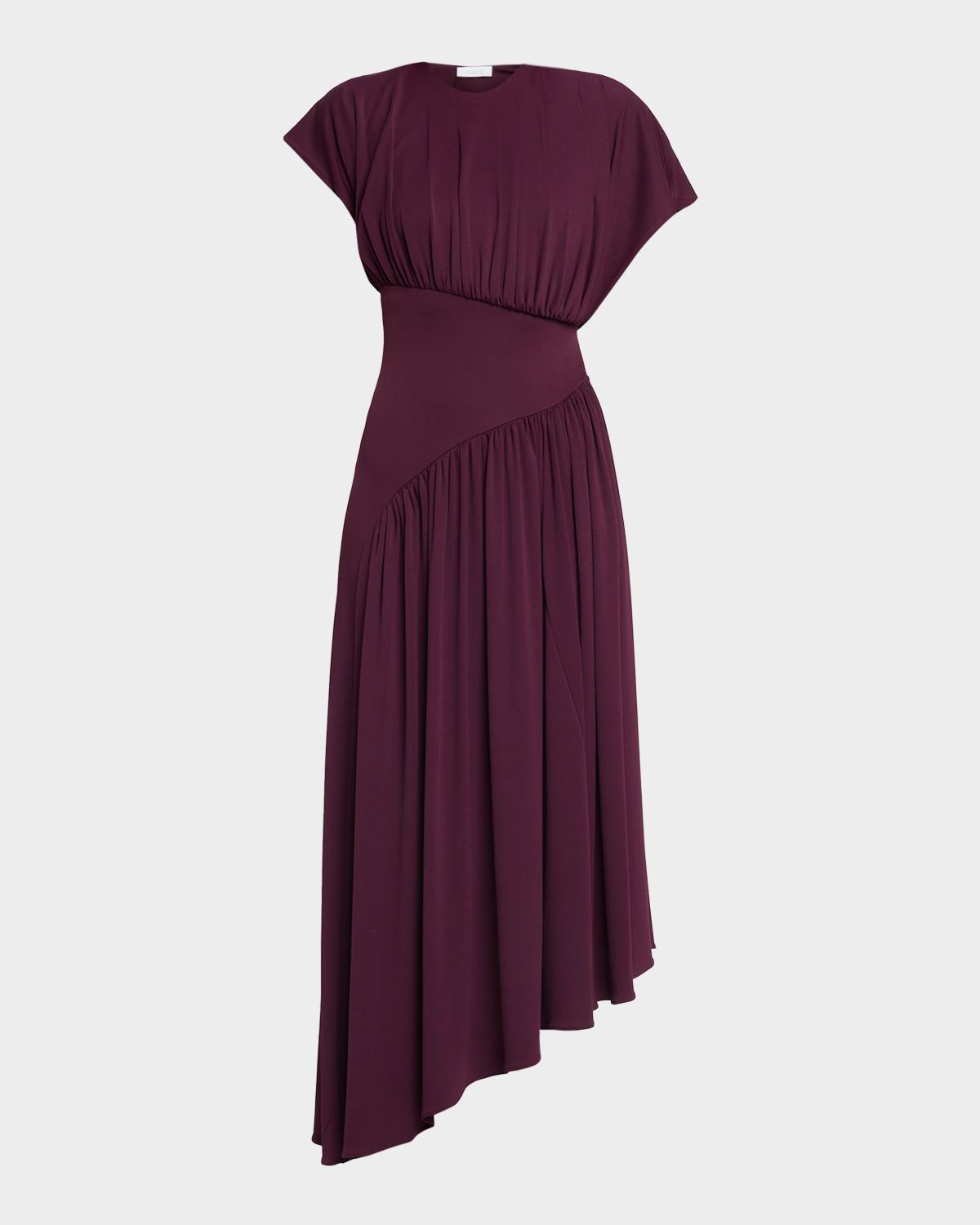 Rabanne Ruched Jersey Asymmetric Drop-Waist Midi Dress
